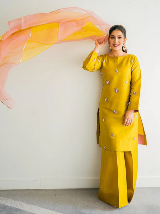 Allure By IH Raw Silk Embellished Stitched 3-Piece Suit-Sublime