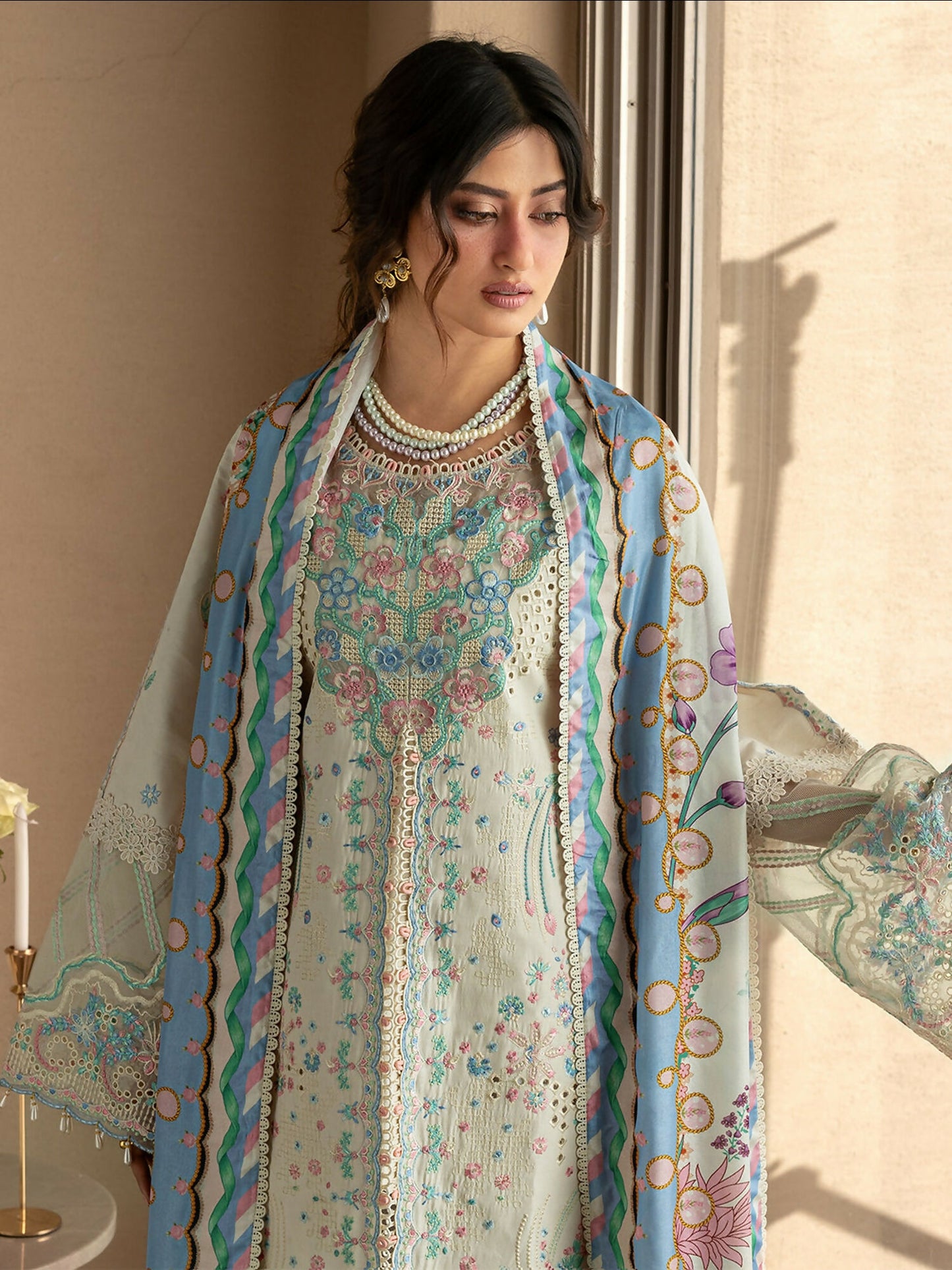 Mahnur Sirene Luxury Lawn'26 Embroidered Stitched 3-Piece Suit-S-14