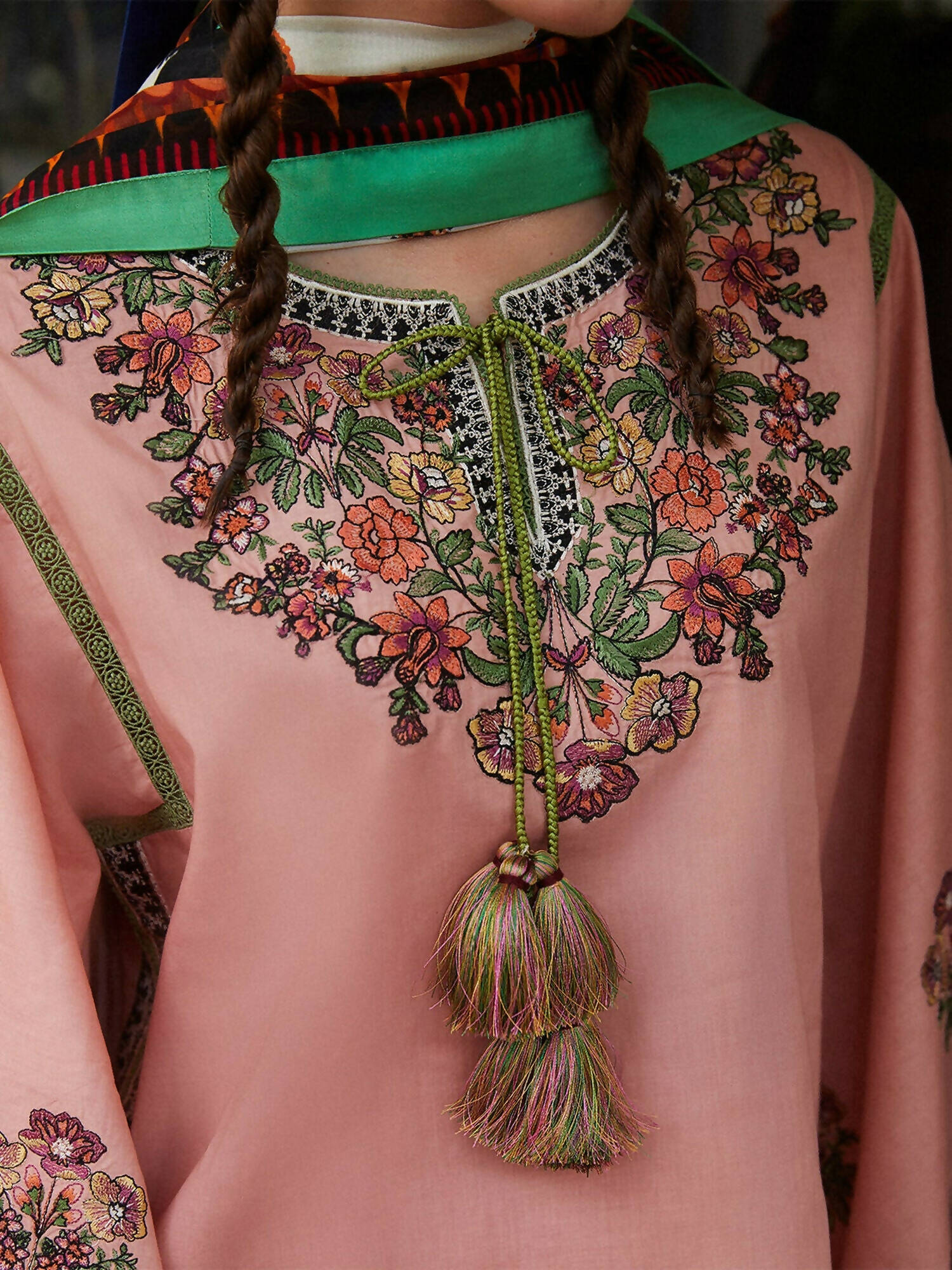 Jugnu by Hussain Rehar Womenswear SS/24 Edit II Cotton Embroidered 3-Piece Suit-Rosetta