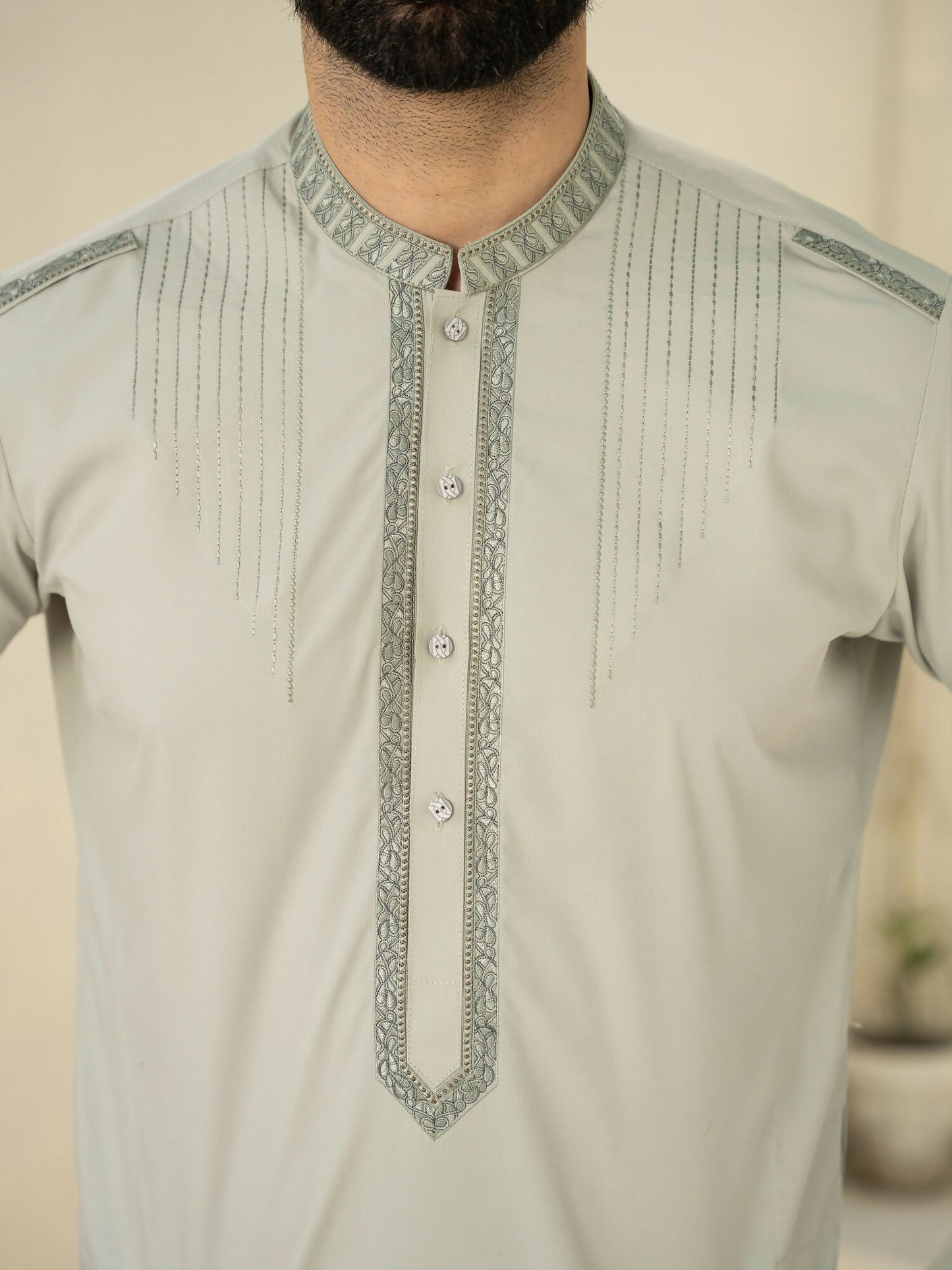 Fabrich Men Wash & Wear Embroidered Unstitched Shalwar Kameez-Nyanza