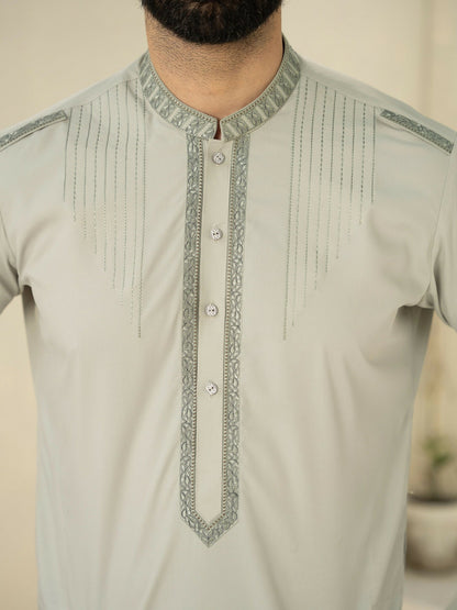 Fabrich Men Wash & Wear Embroidered Unstitched Shalwar Kameez-Nyanza