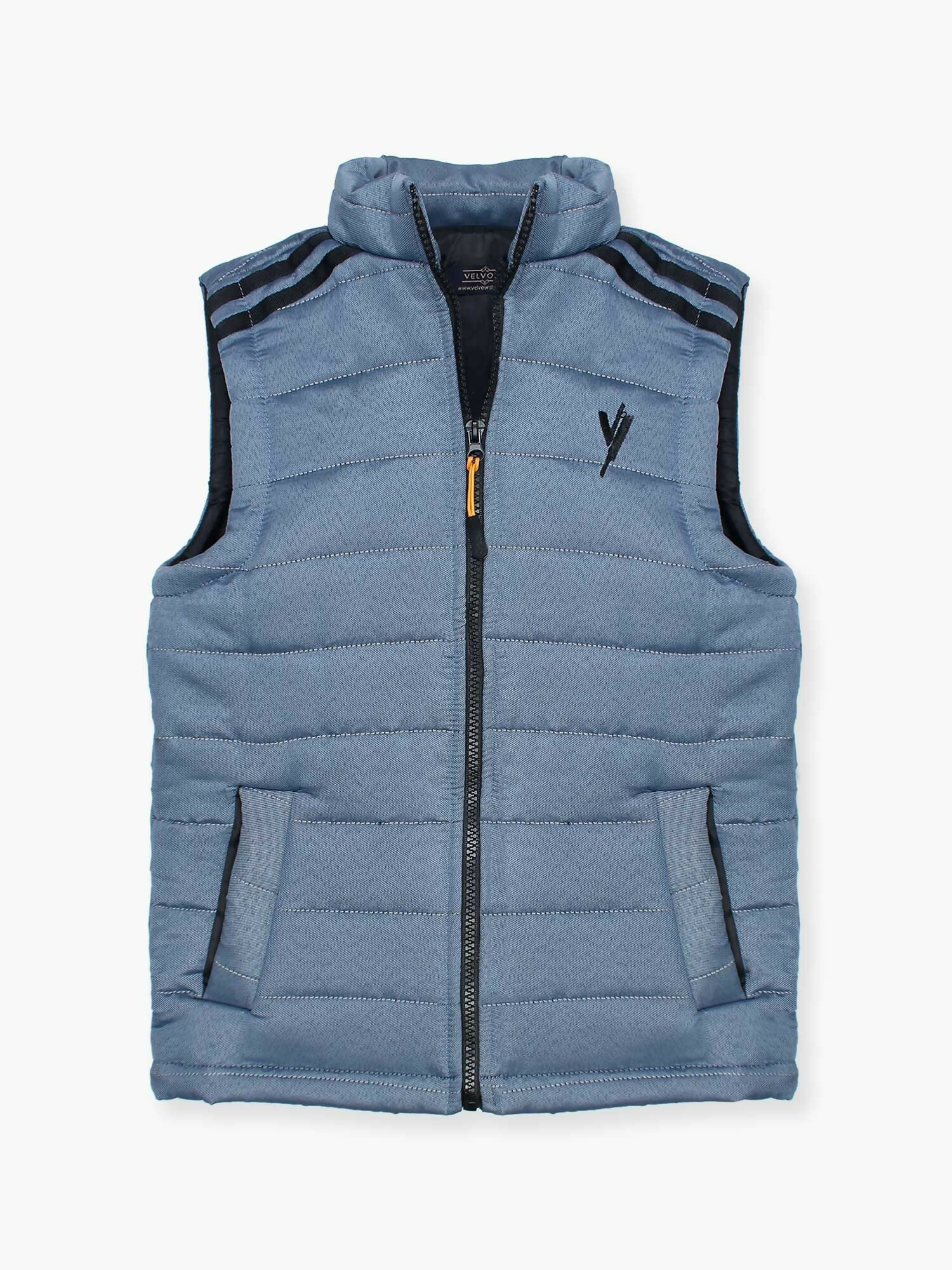 Blue  Velvour Printed Puffer Jacket- VJ35-F