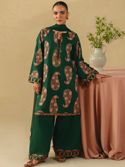 Mannat Clothing Boho Summer'26 Cotton Embroidered Stitched Suit-Leafline