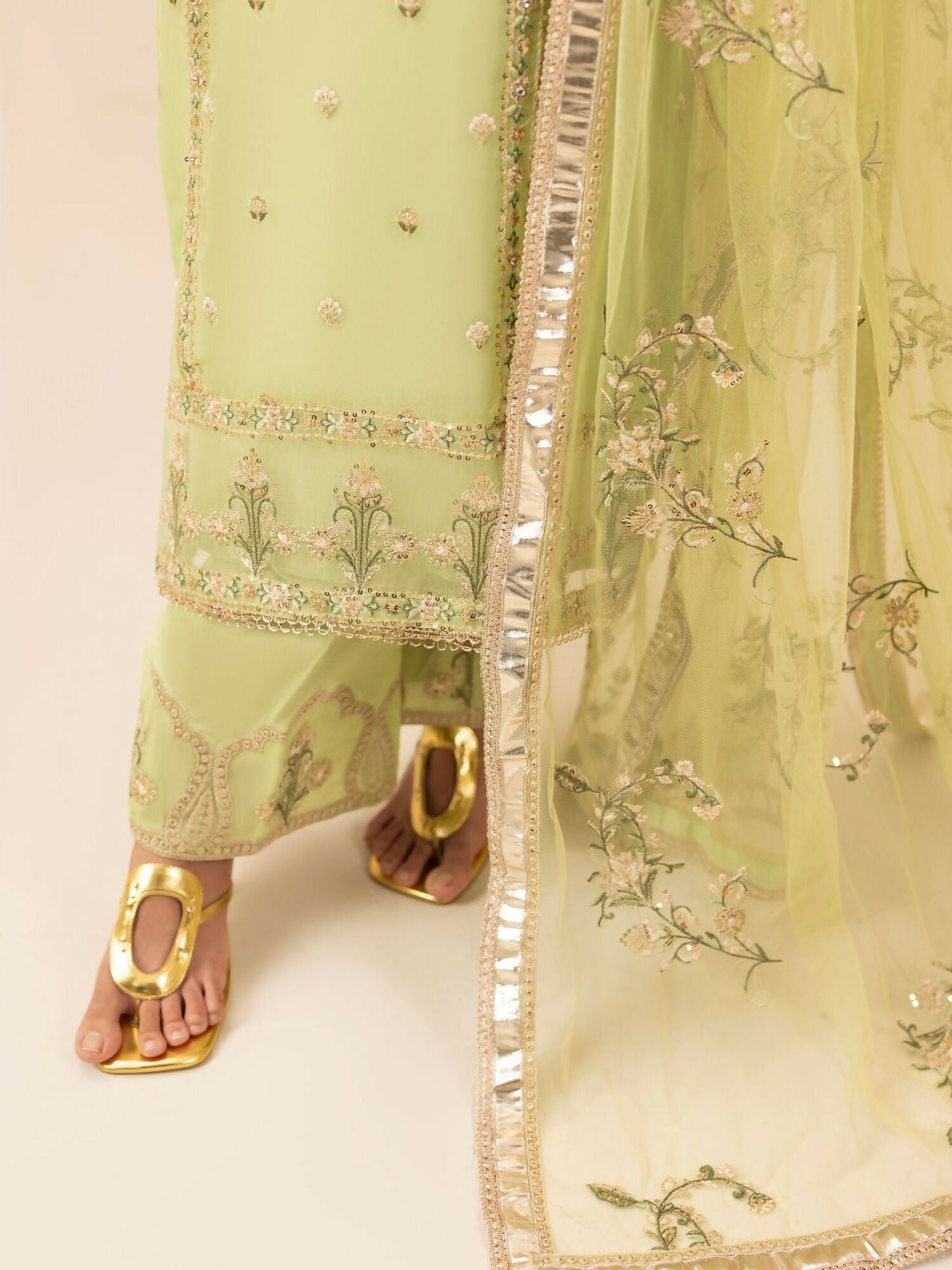 Shurooq Garden Of Dreams Silk Embroidered Stitched 3-Piece Suit-Verde