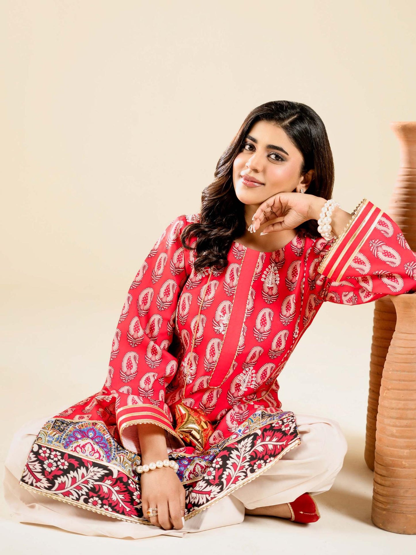 Pink-Rabazka Blended Lawn  Embroidered Stitched Shirt-WRTW-PLCK-1PC-S26-02
