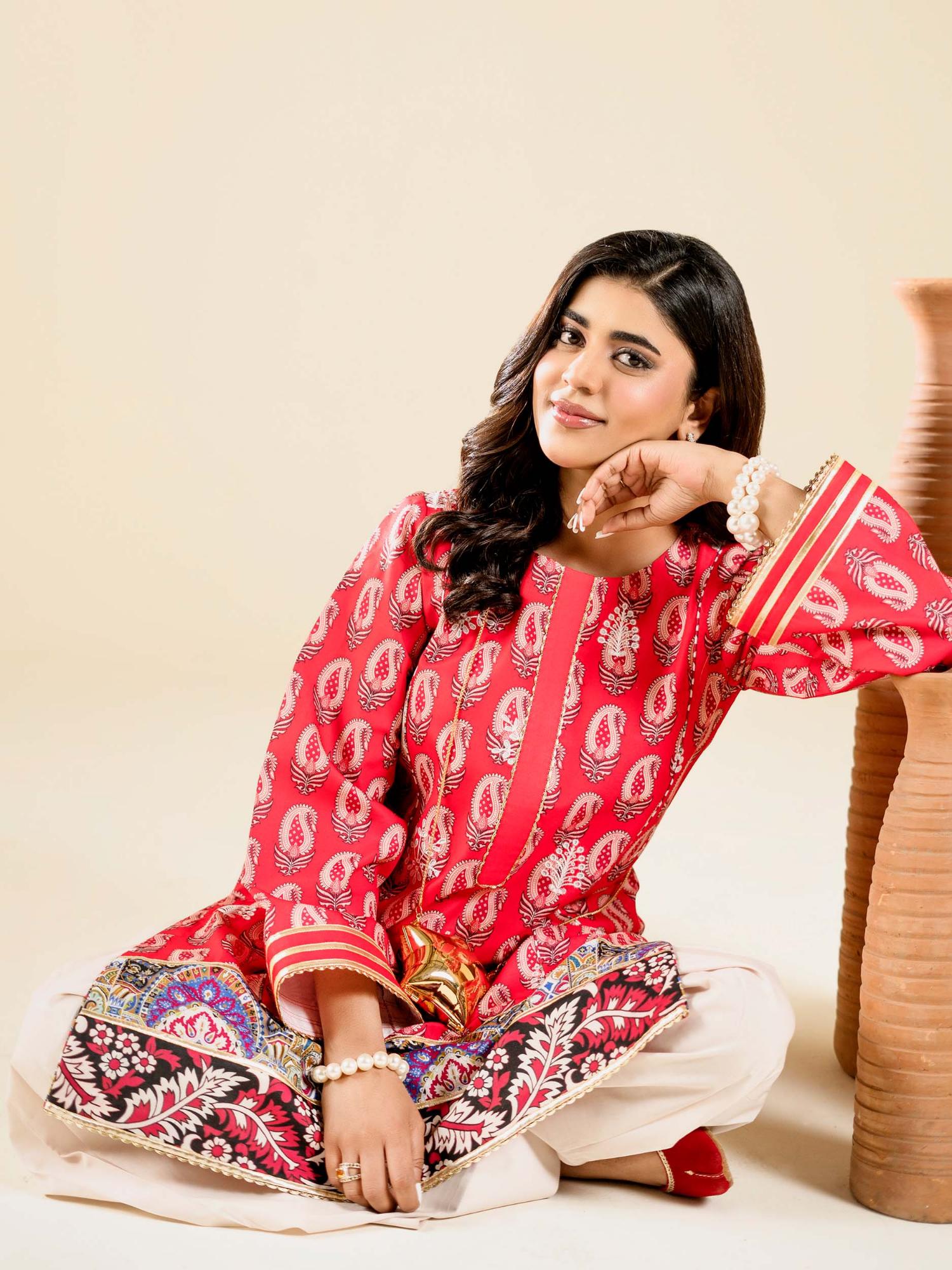 Pink-Rabazka Blended Lawn  Embroidered Stitched Shirt-WRTW-PLCK-1PC-S26-02