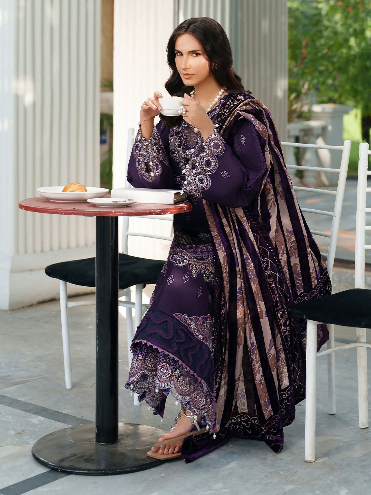 Parishay Panache Winter Corduroy Embroidered Unstitched 3-Piece Suit-PNE-06