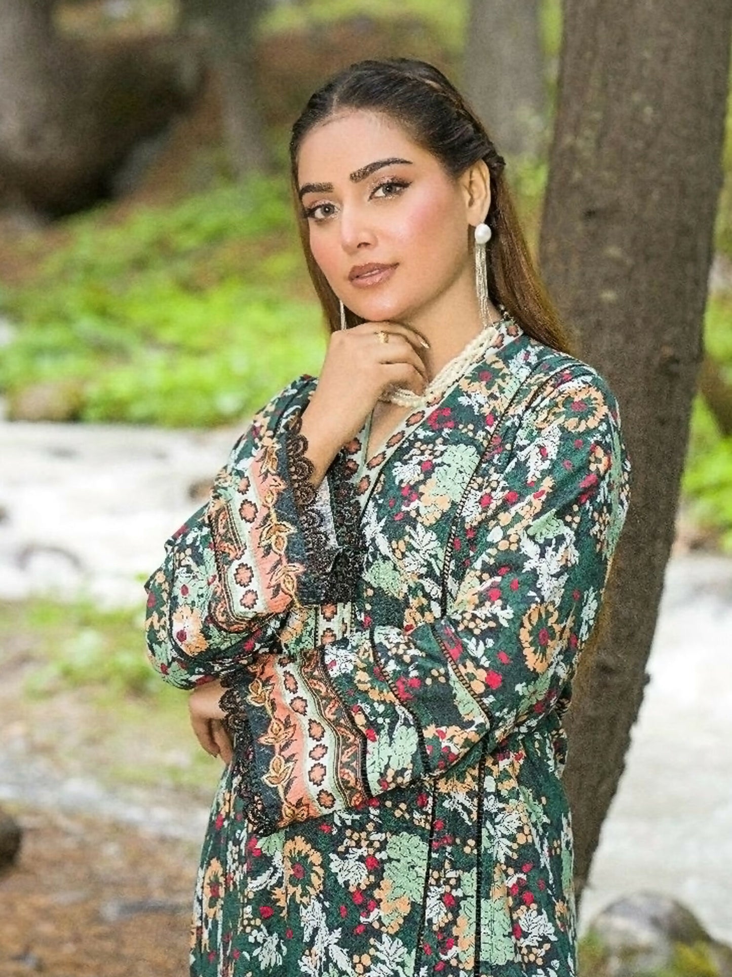 HU Studios Doriya Linen Printed Stitched 2-Piece Suit-Dhanak