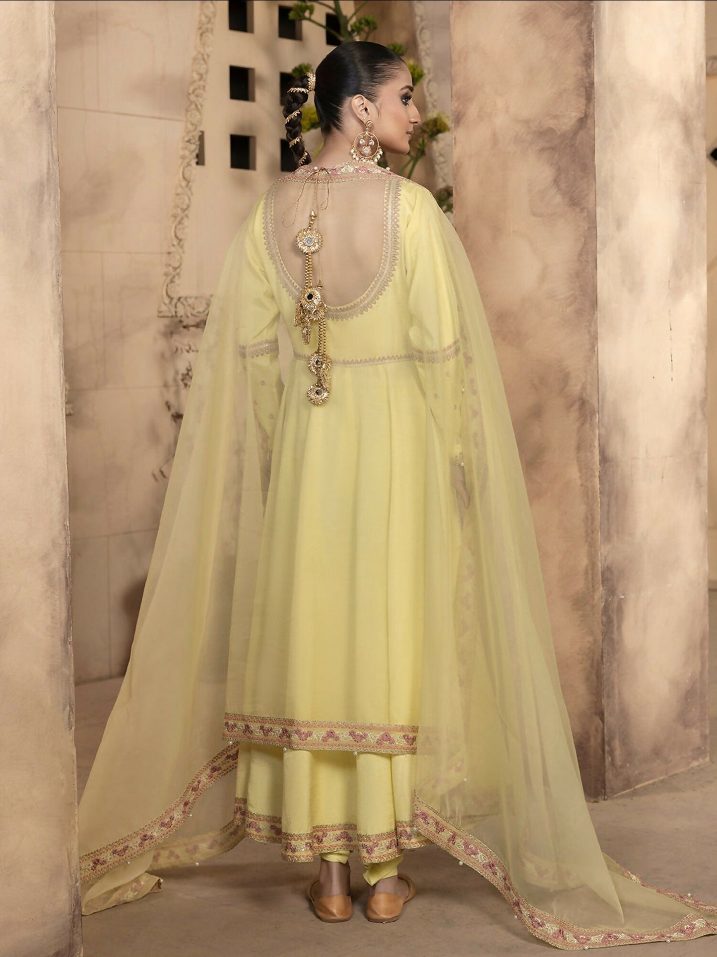 Hemstitch Raw Silk Embellished Stitched Pishwas-Sehar