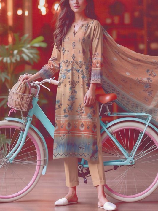 Bin Rehman Lawn Embroidered Unstitched 3-Piece Suit-D-107