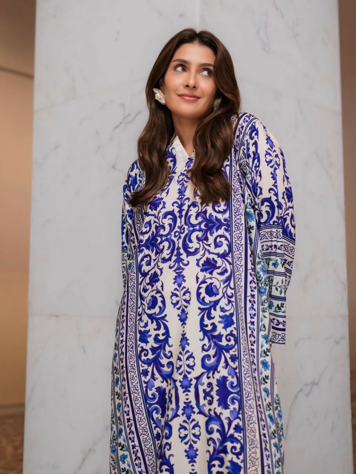 Libas-e-Khas Poly Grip Printed Kaftan Set
