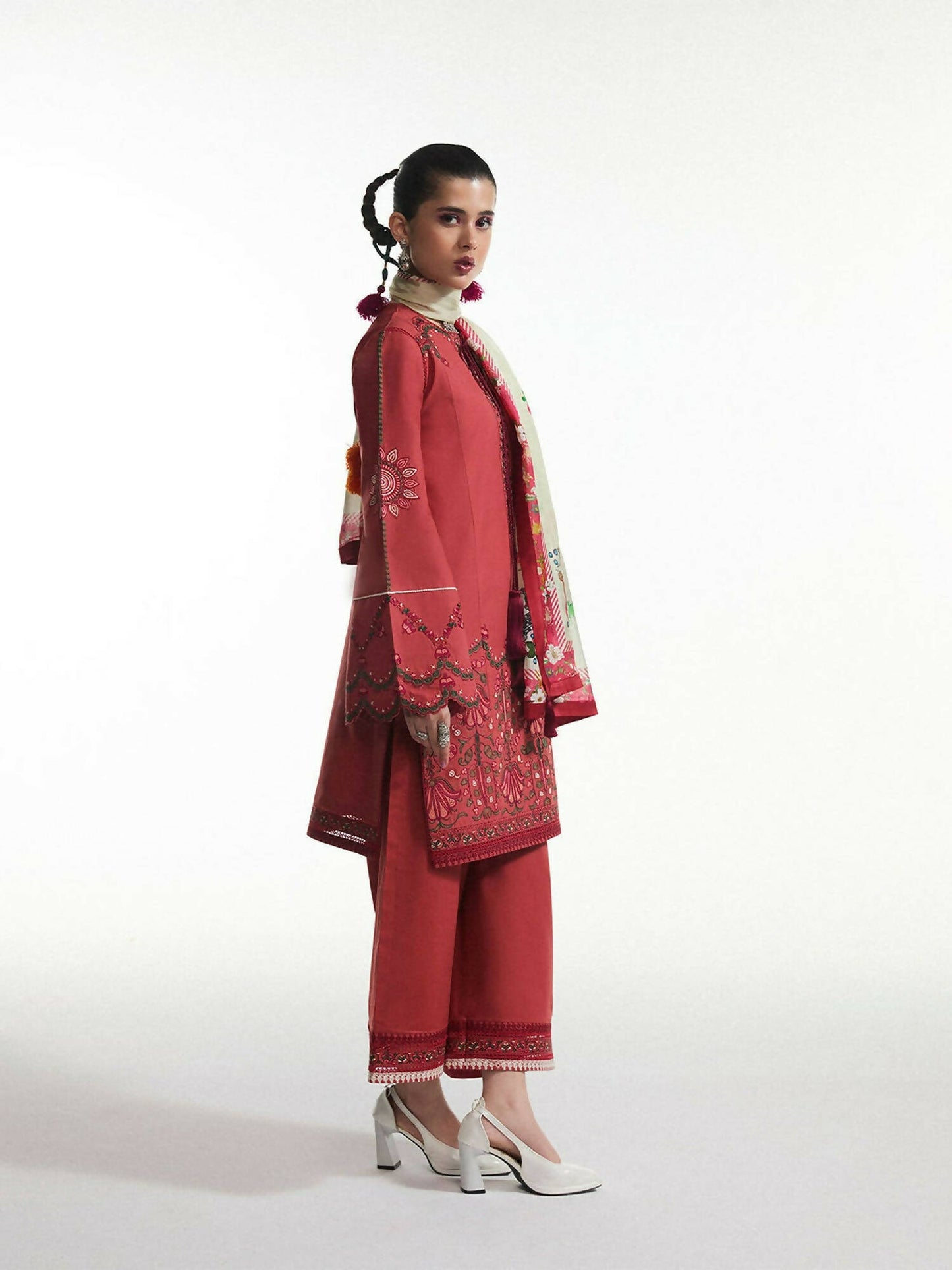 Jugnu by Hussain Rehar Silk Printed Scarf-Diya