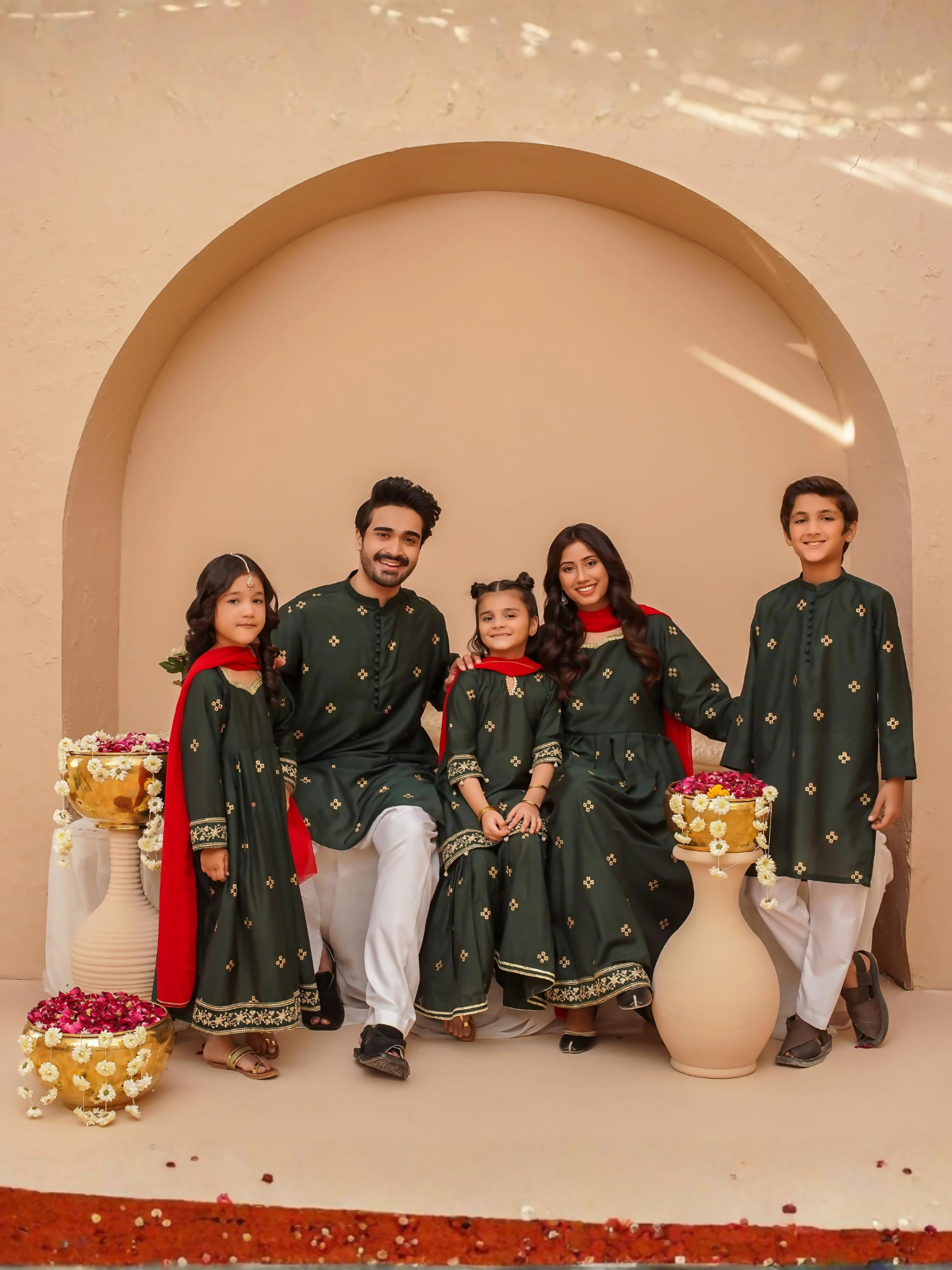 Kidoz Kloset Cotton Silk Printed Kurta Pajama-Emerald Aura-Men