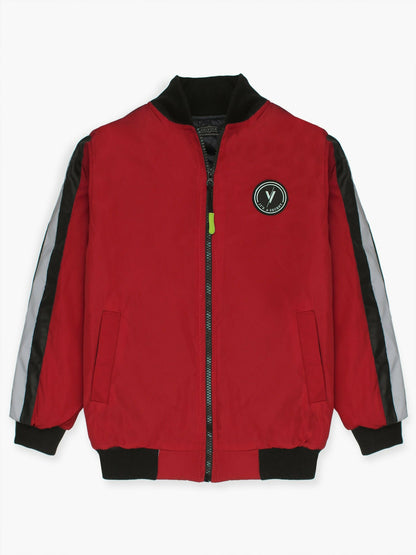 Red Velvour Puffer Jacket-VJ46-D