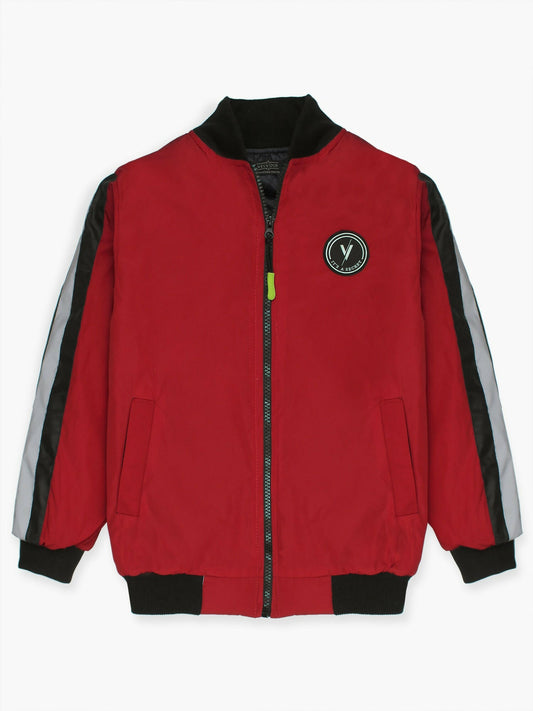 Red Velvour Puffer Jacket-VJ46-D