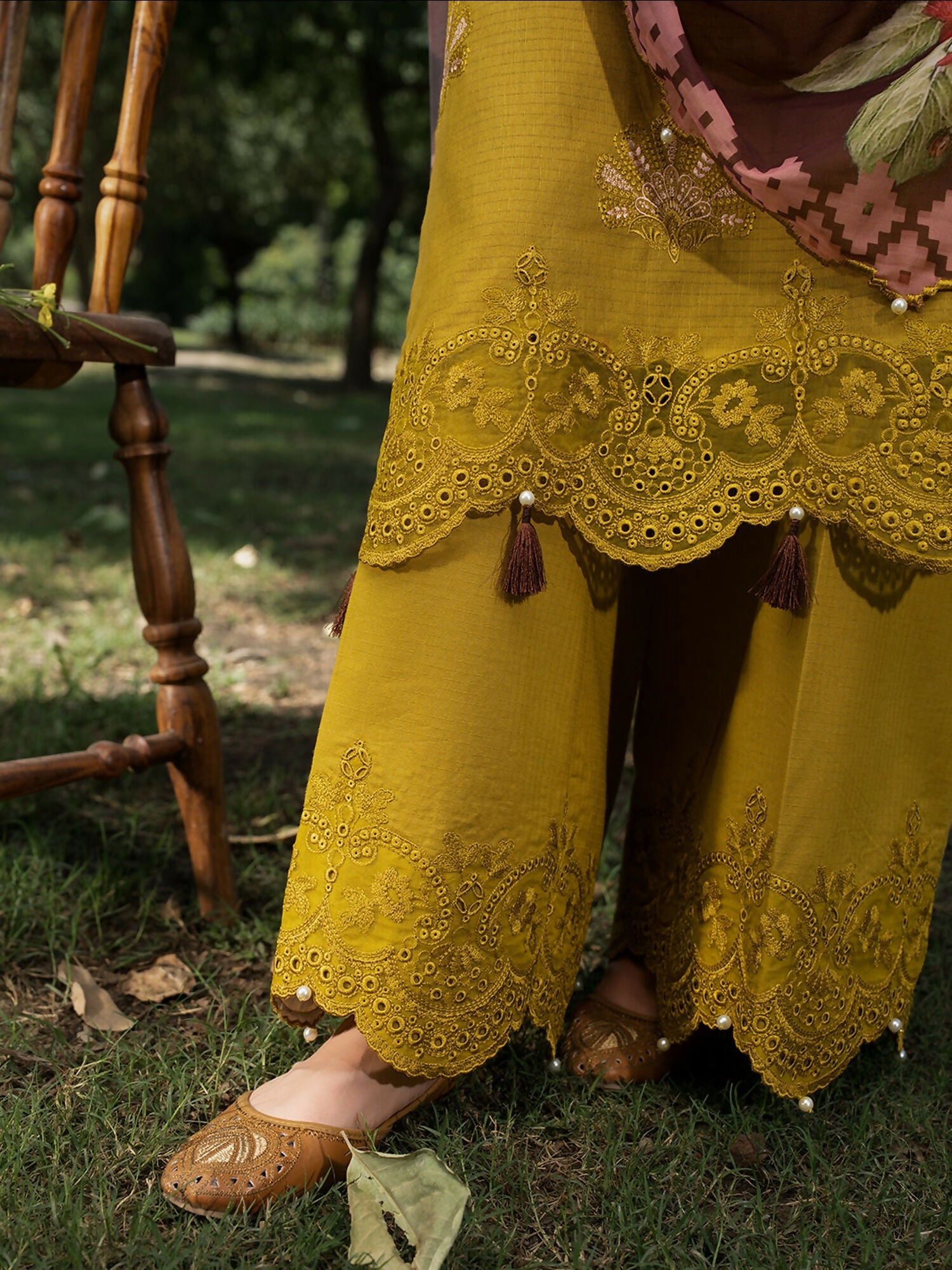 Hemstitch Lawn Embroidered Stitched 3-Piece Suit-Matcha