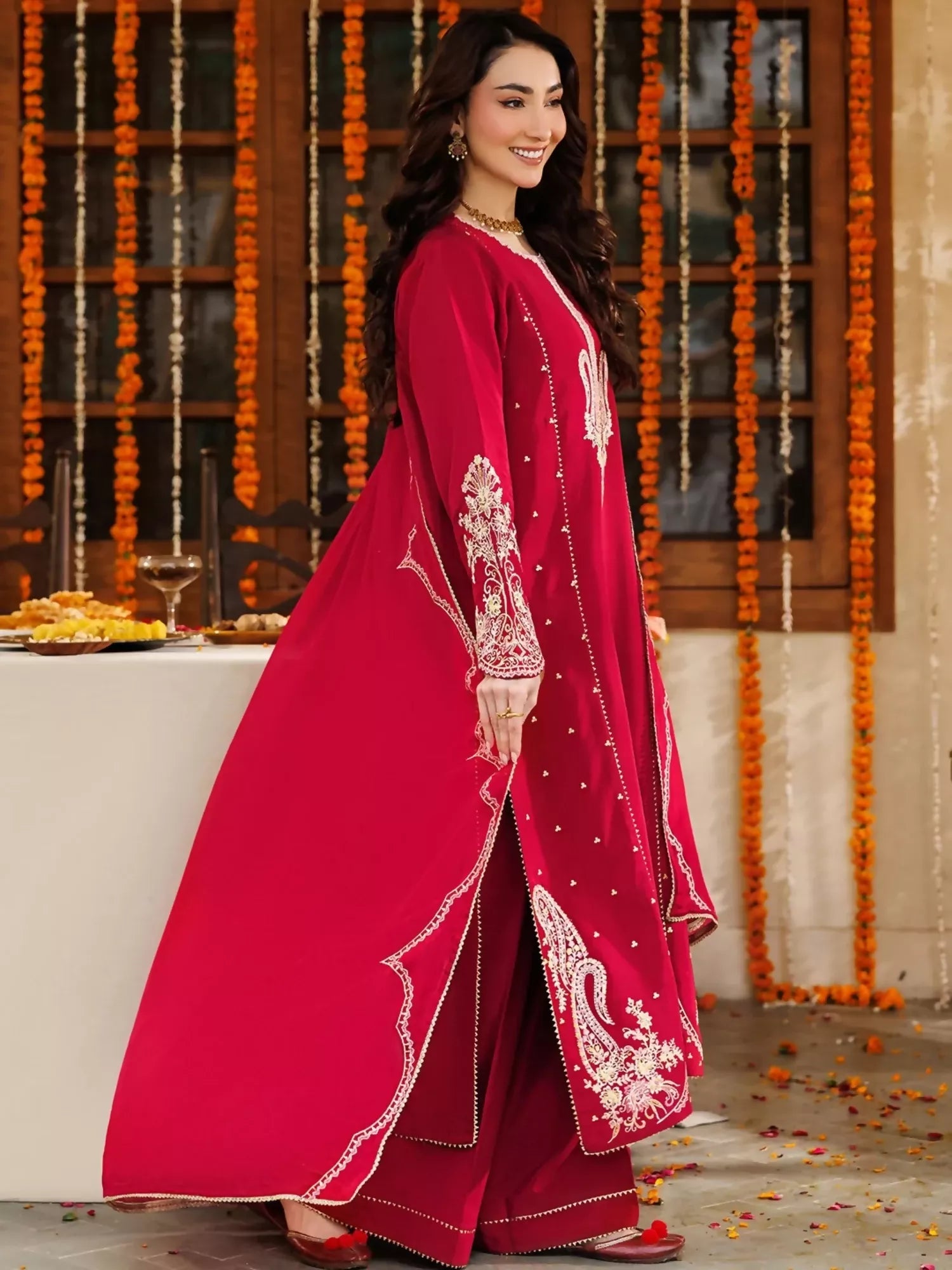 Panache Apparel Noore Eid Edit Raw Silk Embroidered Stitched Suit-Zariah