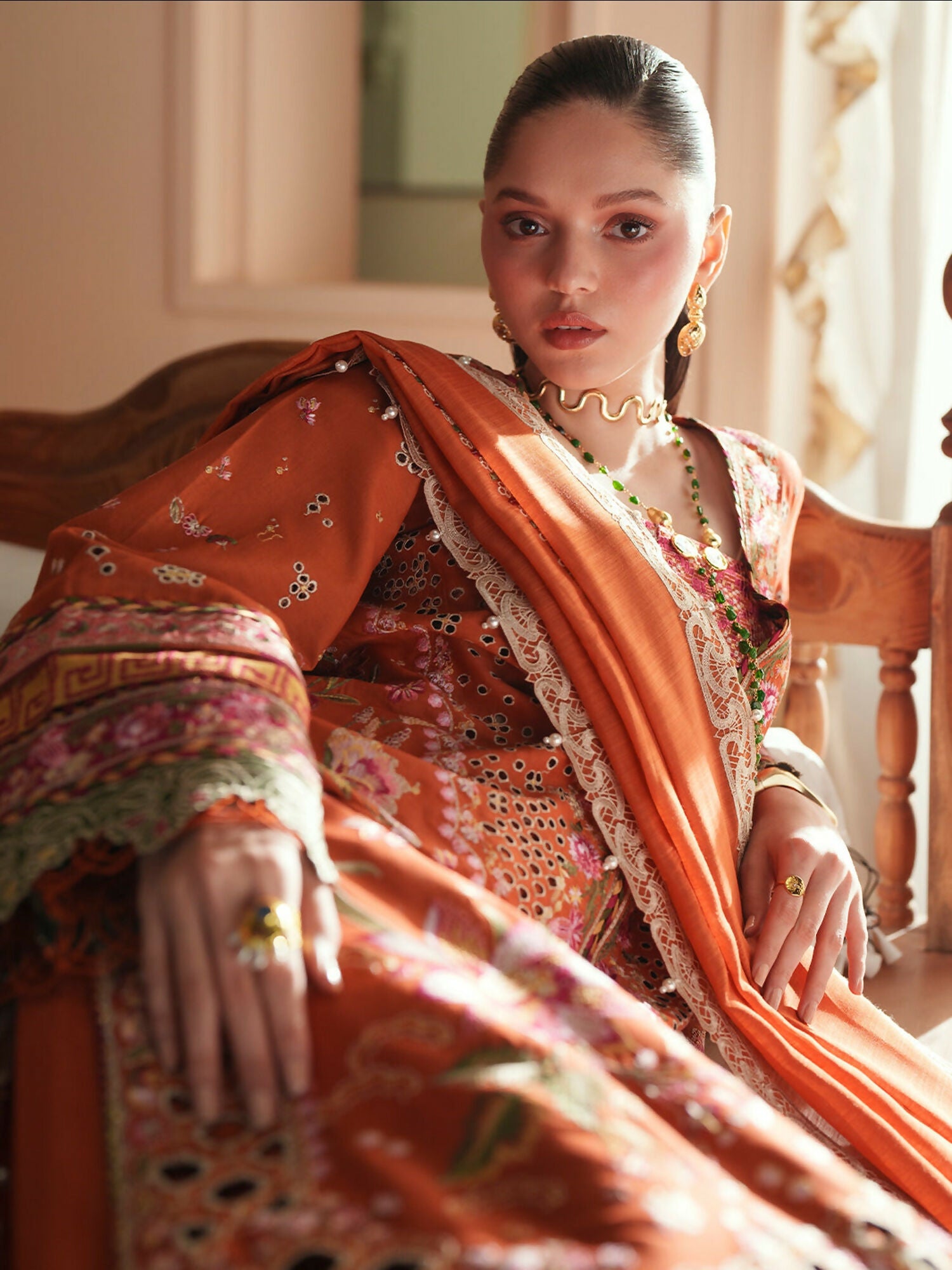 Binilyas Mashriq Luxury Lawn'26 Embroidered Unstitched 3-Piece Suit-D-116-A