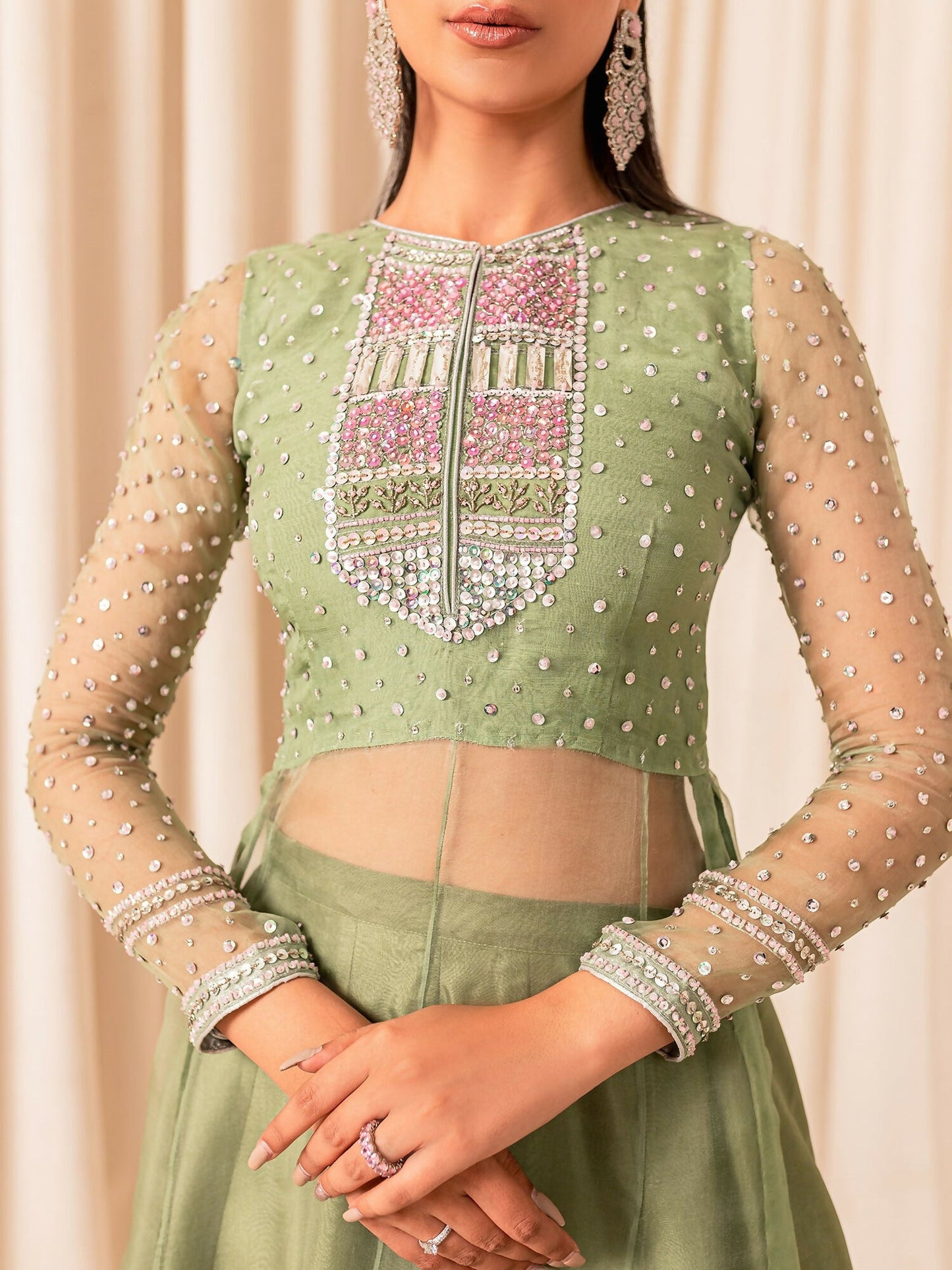 Allure By IH Luxe Formals Organza Embellished Lehenga-Molly