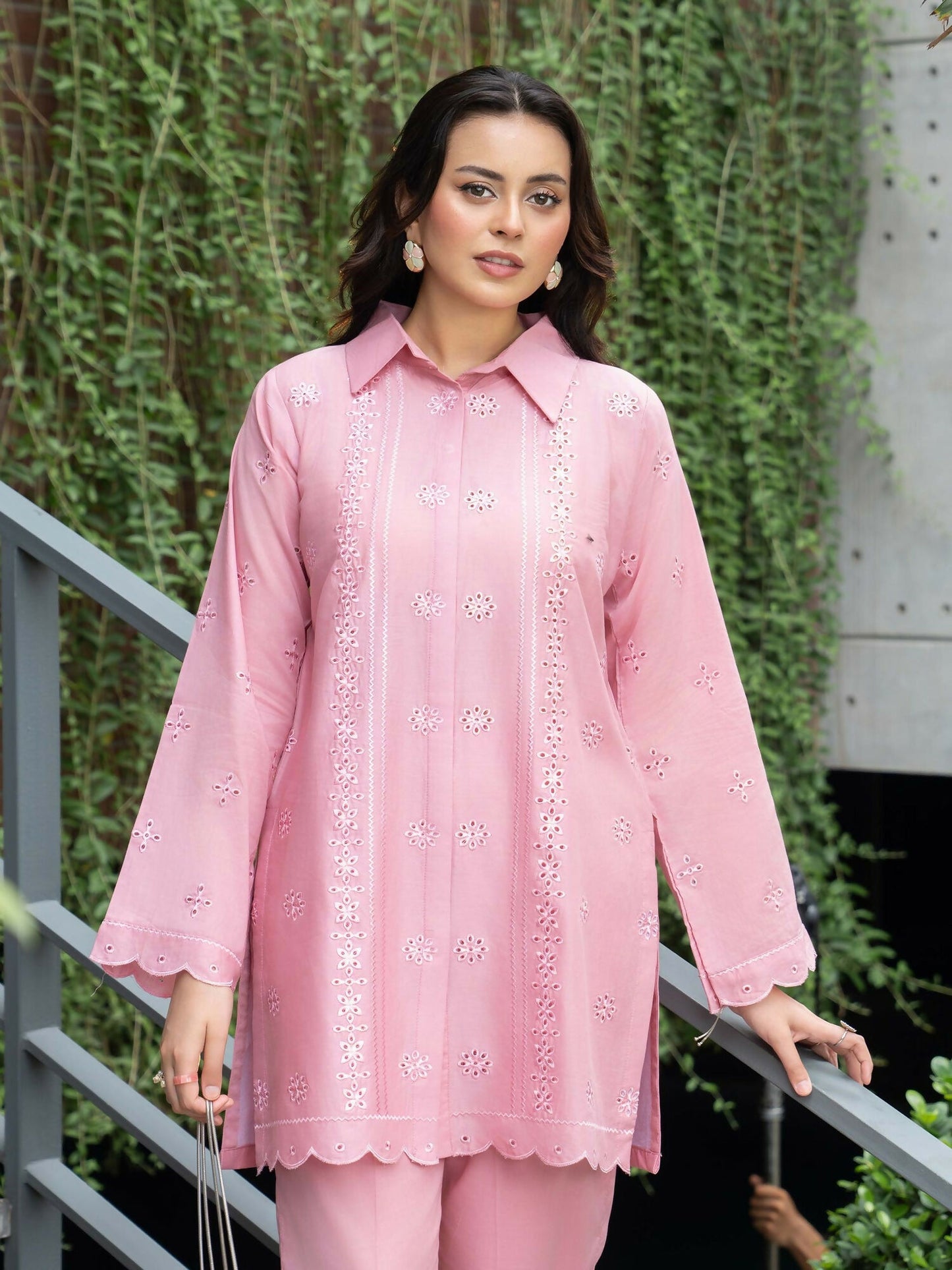 Panache Apparel Solid Story Cotton Lawn Embroidered Stitched Suit-Mysa