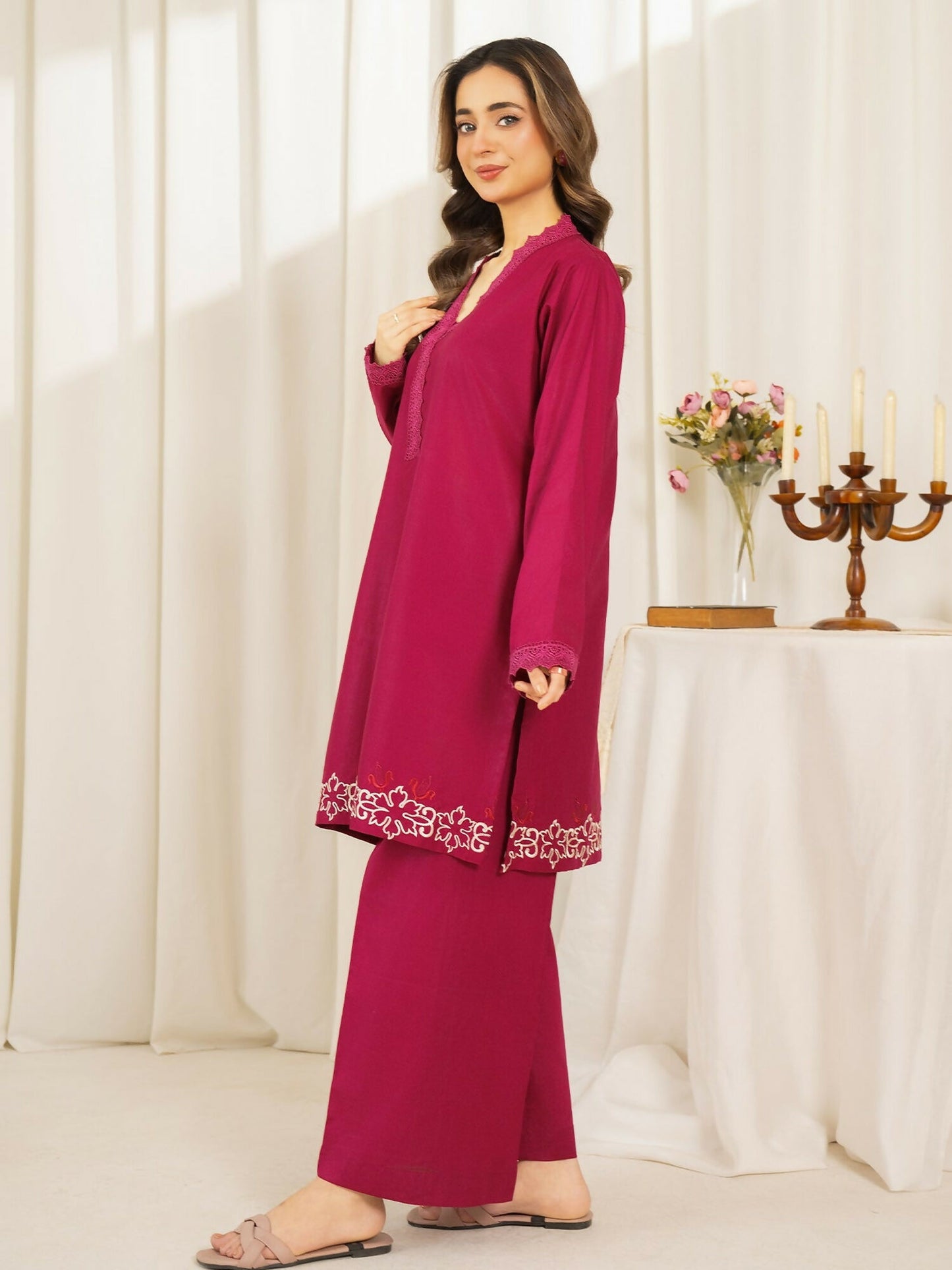 Mannat Clothing Summer Basics Lawn Embroidered Co-Ord Set-SB2020004