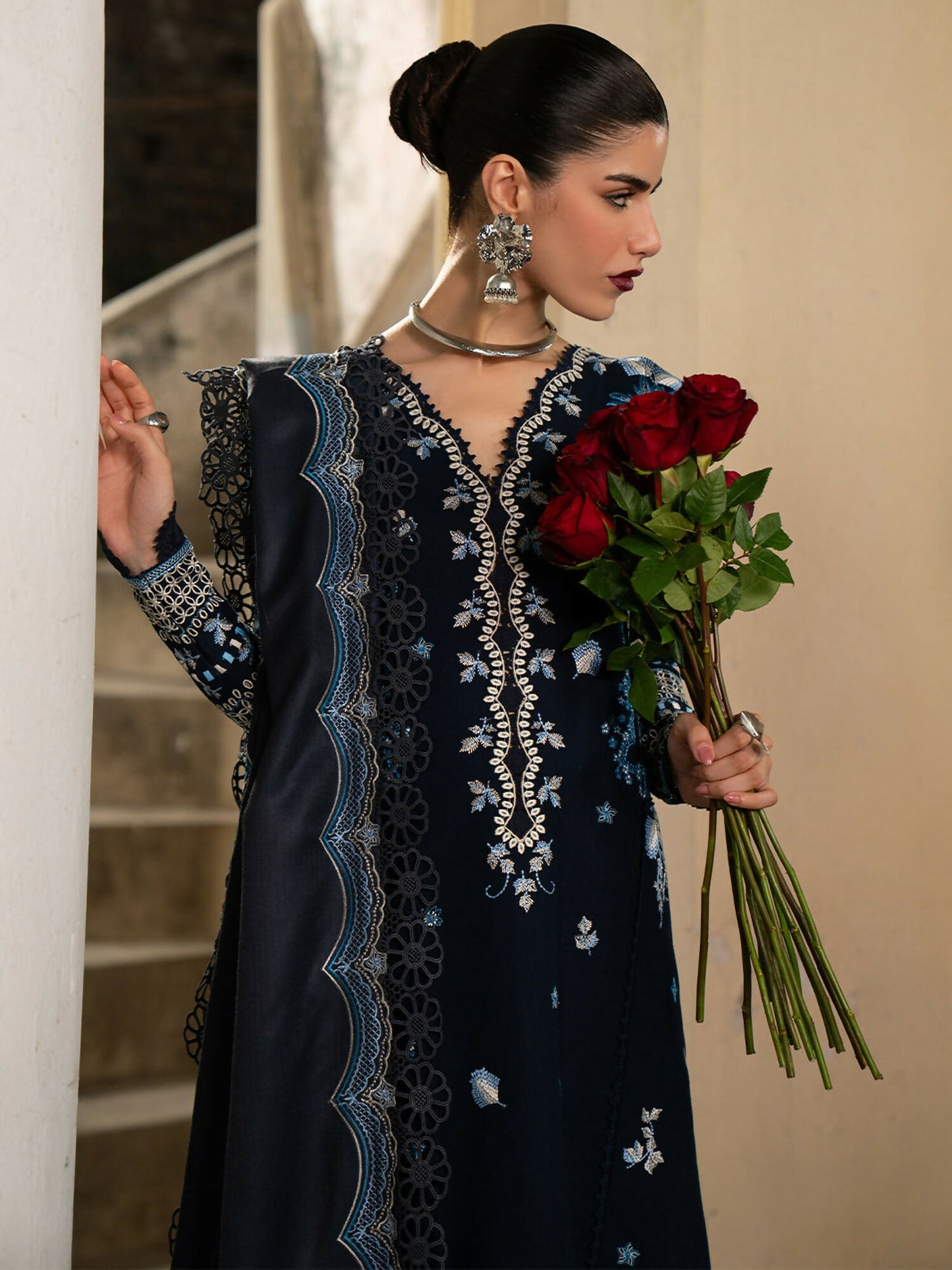 Binilyas Gulrukh Khaddar Embroidered Unstitched 3-Piece Suit-62-B