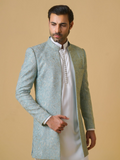 Gem Garments Janaan Raw Silk Embroidered Prince Coat-Zarkash