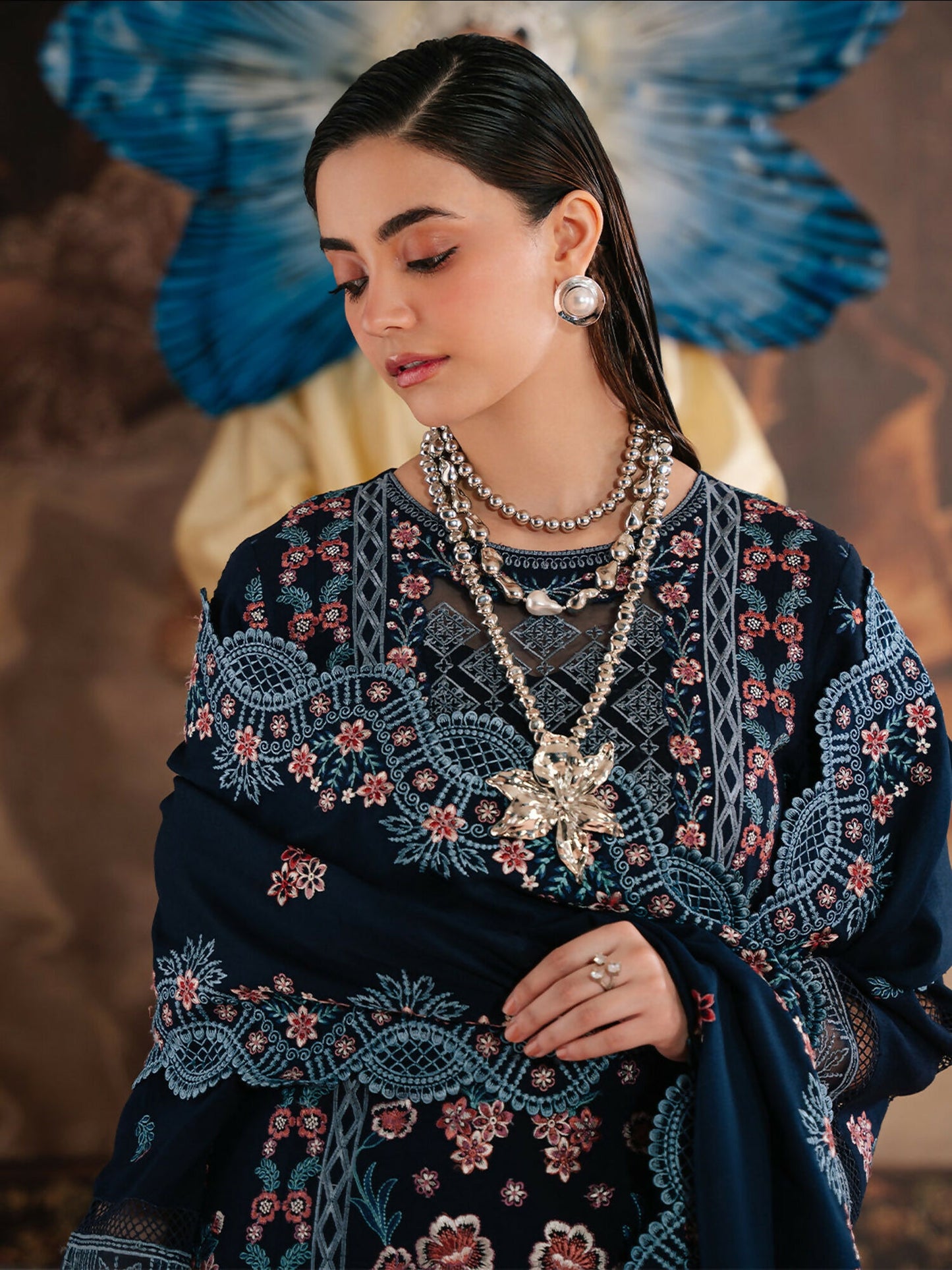 Mahnur Secret Garden Karandi Embroidered Stitched 3-Piece Suit–SG-012