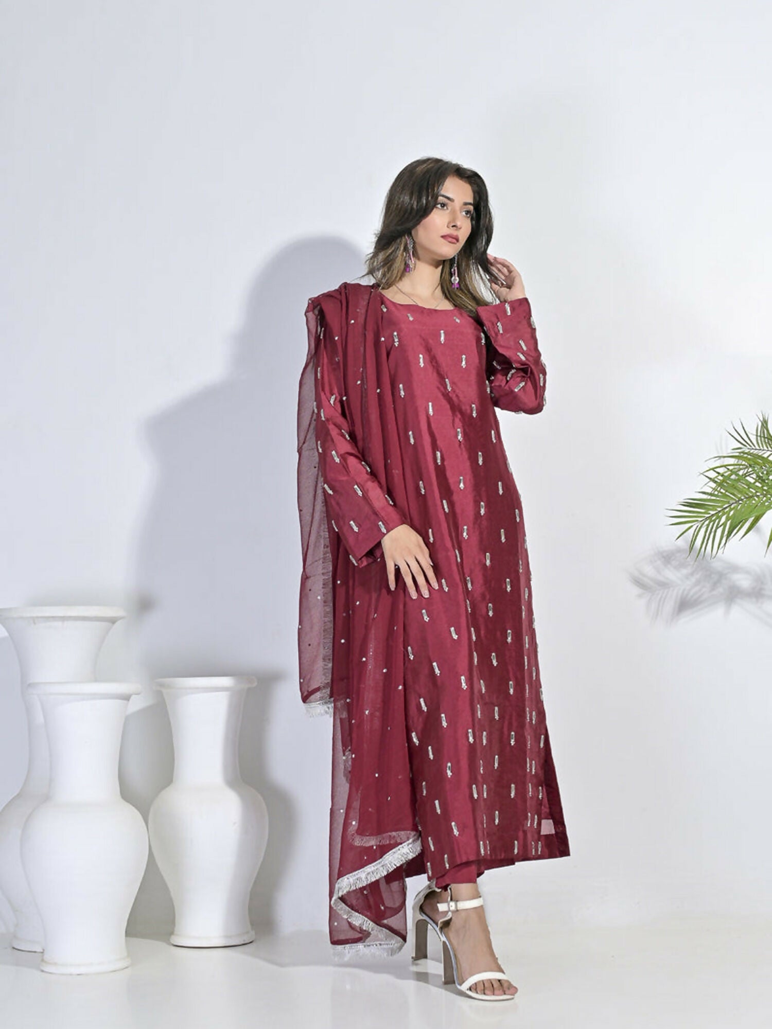Ruby's Couture Festive Fall'25 Silk Embellished Stitched 3-Piece Suit-Durkhani