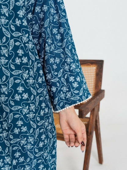 Stylish Collection Enchant Pret Linen Printed Co-Ord Set-Leaf Teal