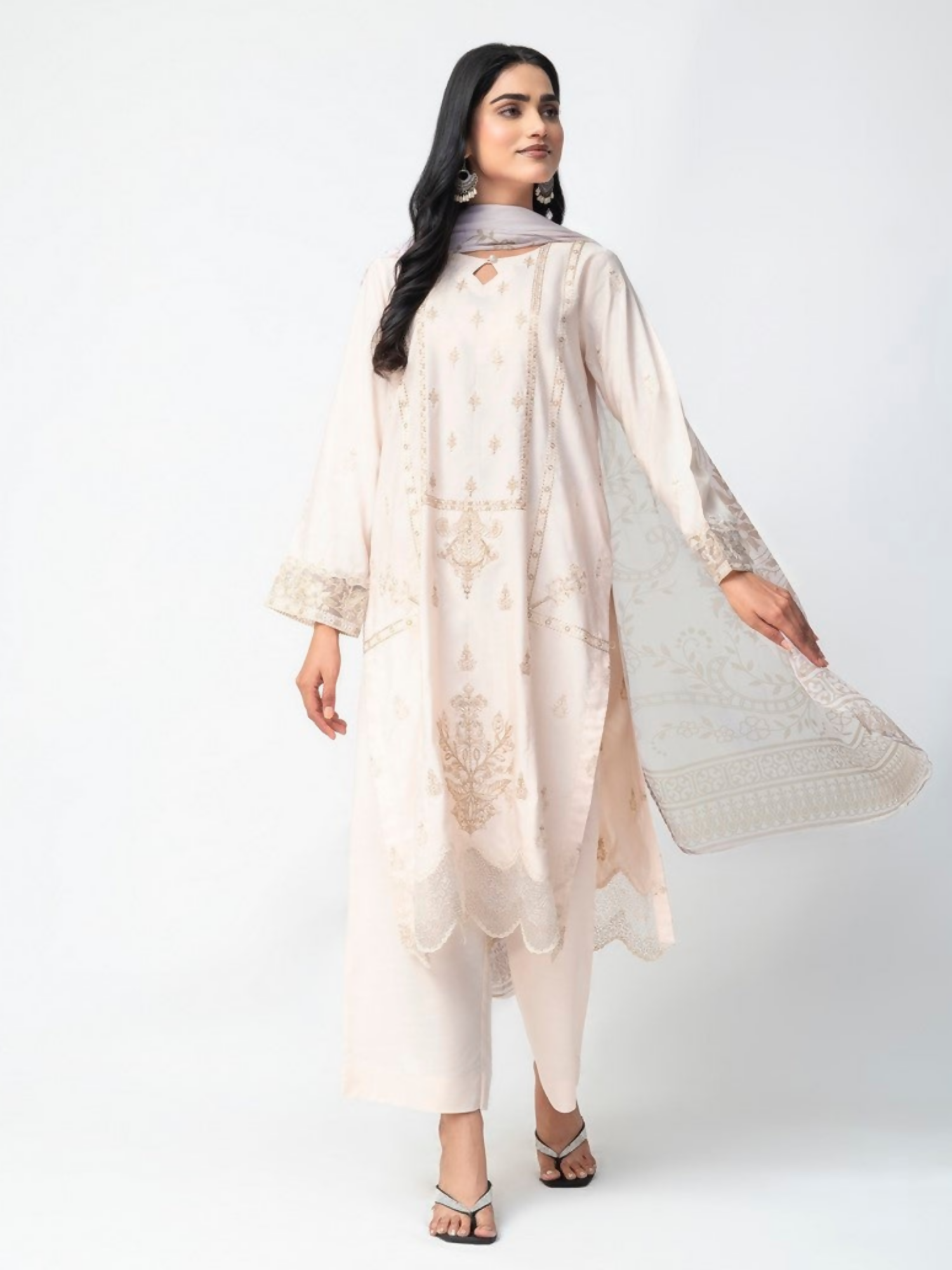 Imran Aftab Winter'25 Khaddar Embroidered Stitched 3-Piece Suit-IAKC-UF-20