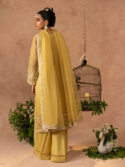 Shurooq Geet Organza Embroidered Stitched 3-Piece Suit-Jhoomar