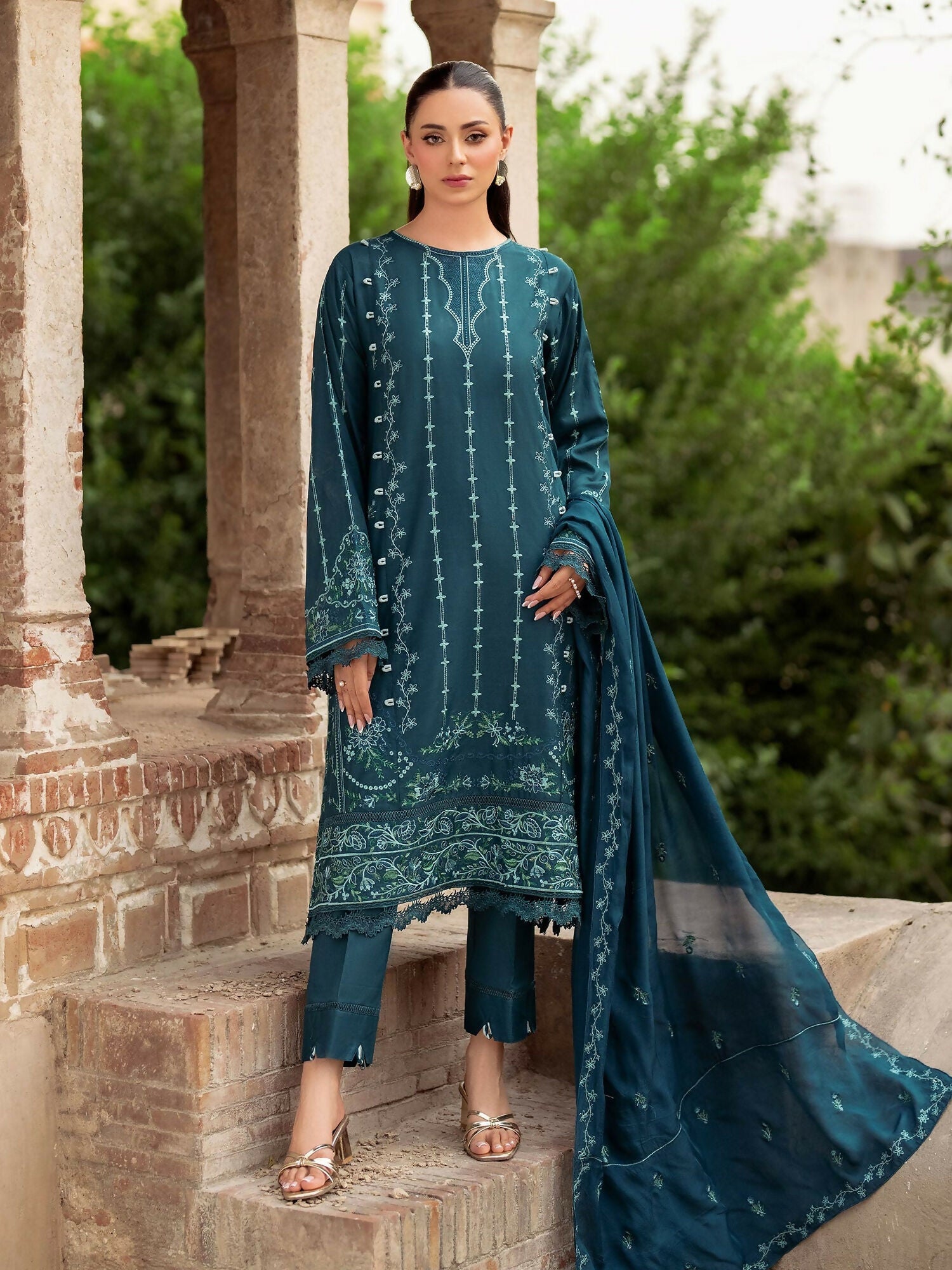 Panache Apparel Rang-e-Bahar Lawn Embroidered Stitched Suit-Fasana