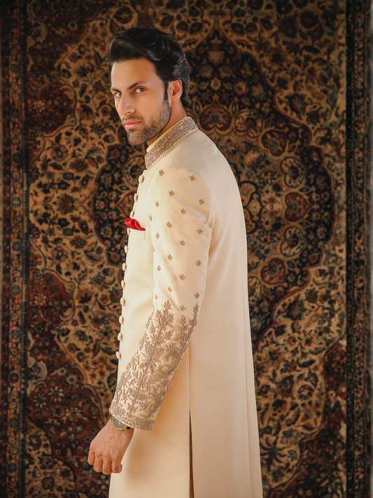 Gem Garments The Sartorial Edit Jacquard Embellished Sherwani-Zaheer