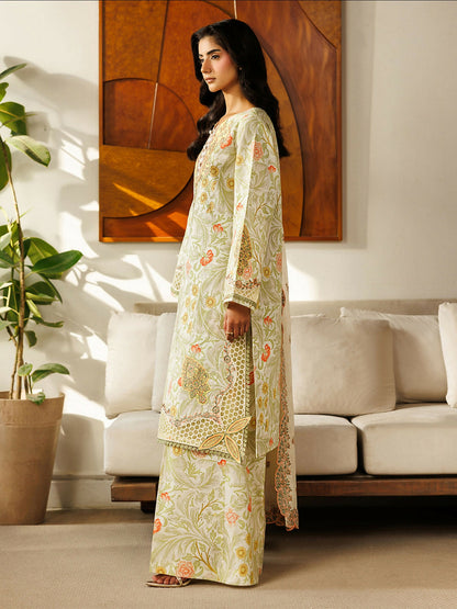 Mahnur Leila Lawn'26 Embroidered Unstitched 3-Piece Suit-L-11