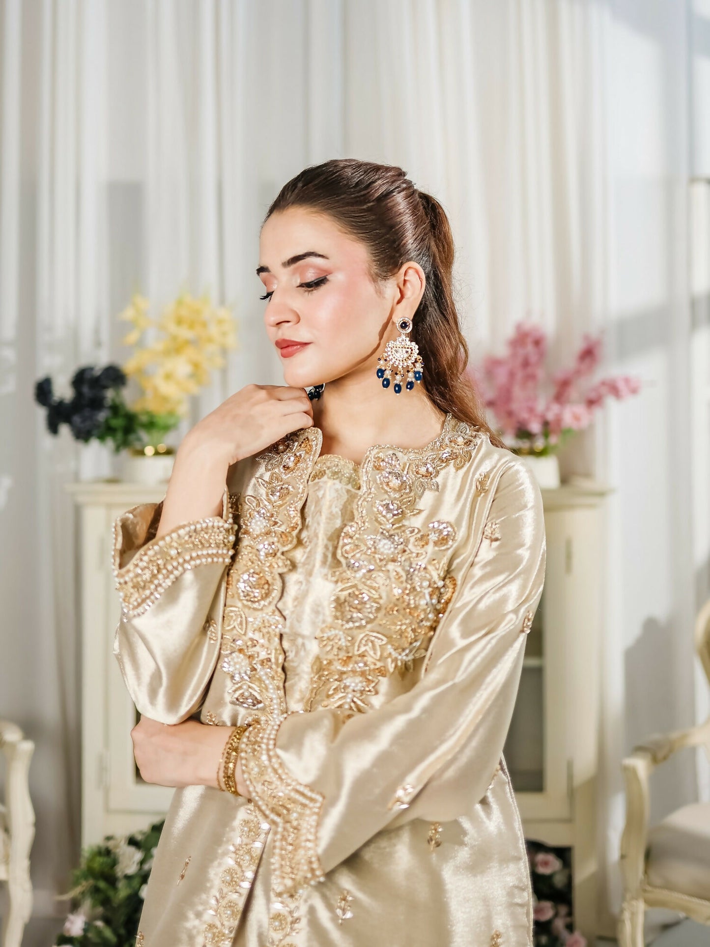 Farooq Hameed Studio Wedding Festive'25 Pure Laama Silk Embroidered Stitched 3-Piece Suit-Merivah