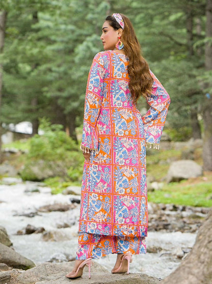 HU Studios Doriya Linen Printed Stitched 2-Piece Suit-Rang-e-Khwab