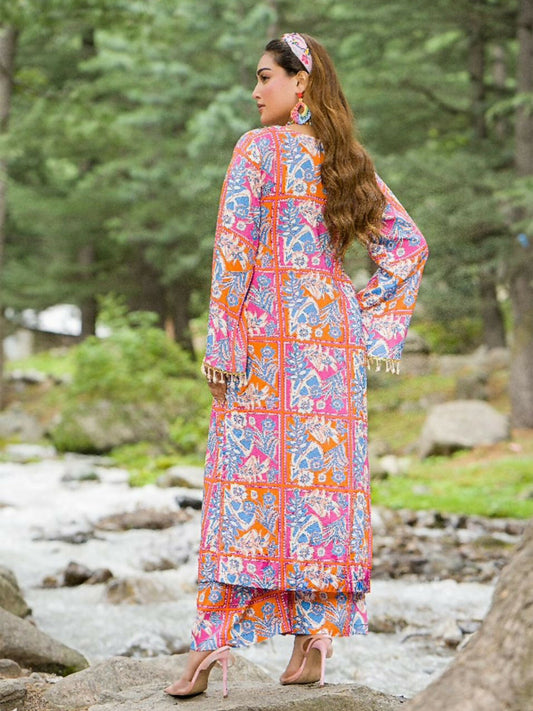 HU Studios Doriya Linen Printed Stitched 2-Piece Suit-Rang-e-Khwab