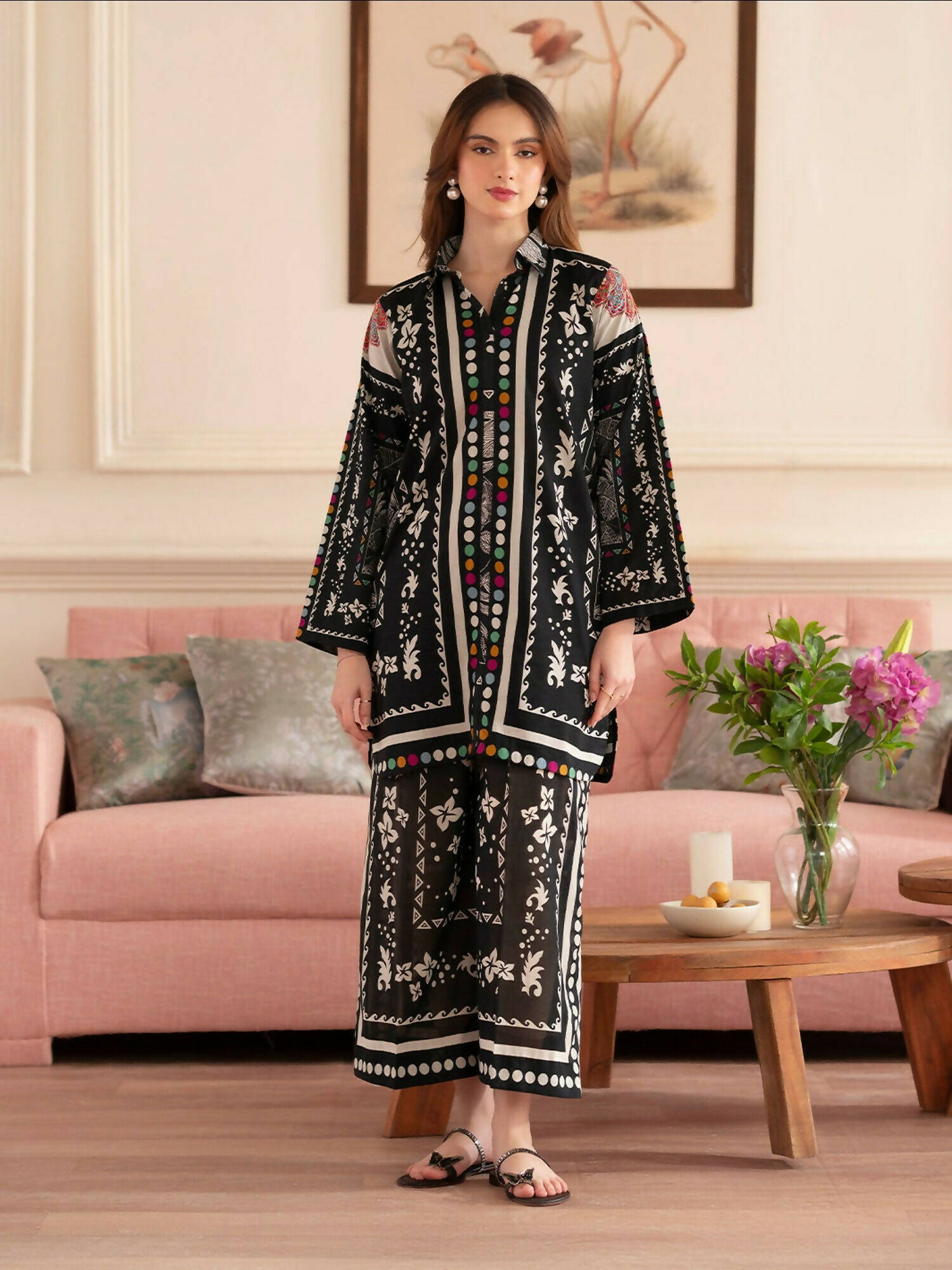 Mahnur Noir Lawn'26 Printed Co-Ord Set-N-09