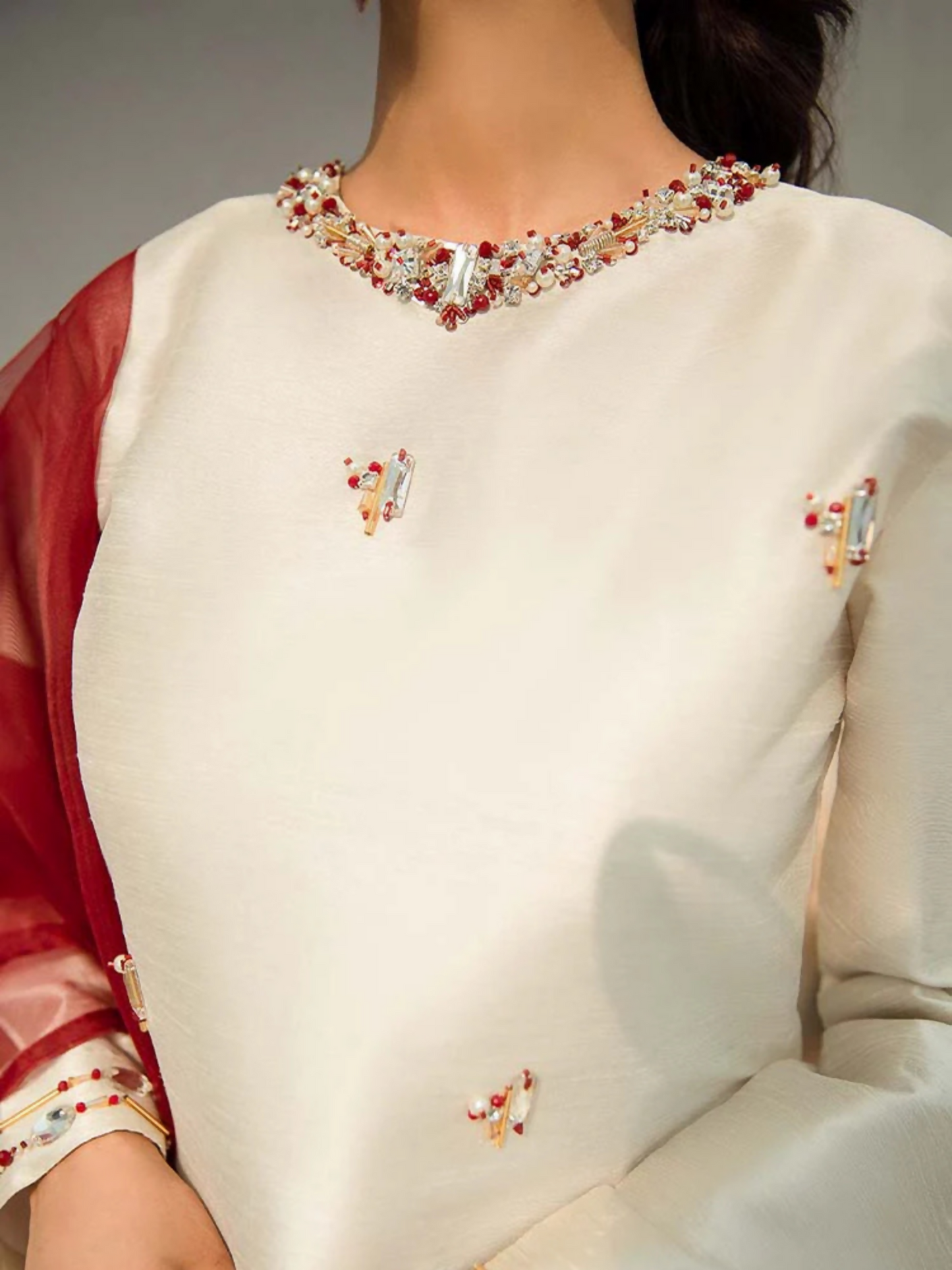Allure By IH Raw Silk Embellished Stitched 3-Piece Suit-Regal