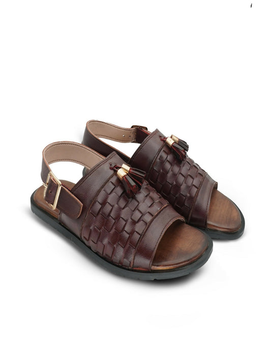Men's cow leather sandals by Royale Leather with 450-gram lightweight design and textured rubber sole, ideal for casual and semi-formal wear