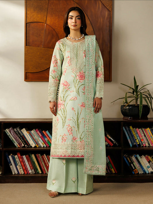 Mahnur Leila Lawn'26 Embroidered Stitched 3-Piece Suit-L-01