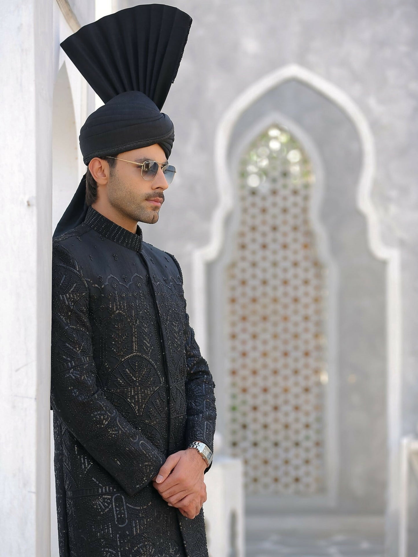Gem Garments Afsanah Raw Silk Embellished Sherwani-Aibak
