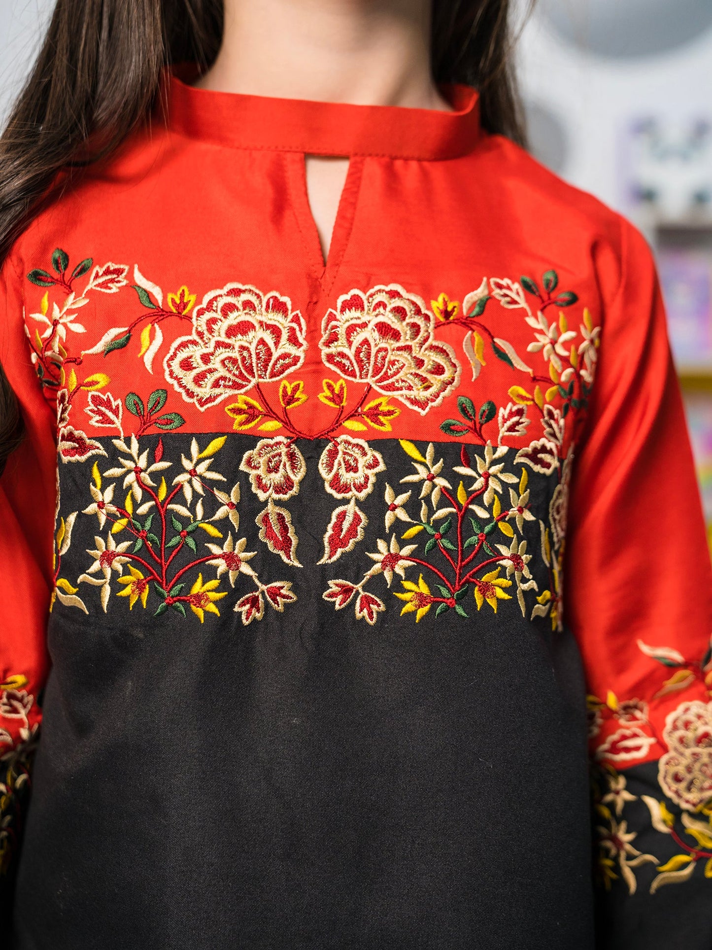 Velvour Girls Cotton Embroidered Stitched 2-Piece Suit- VG79-A