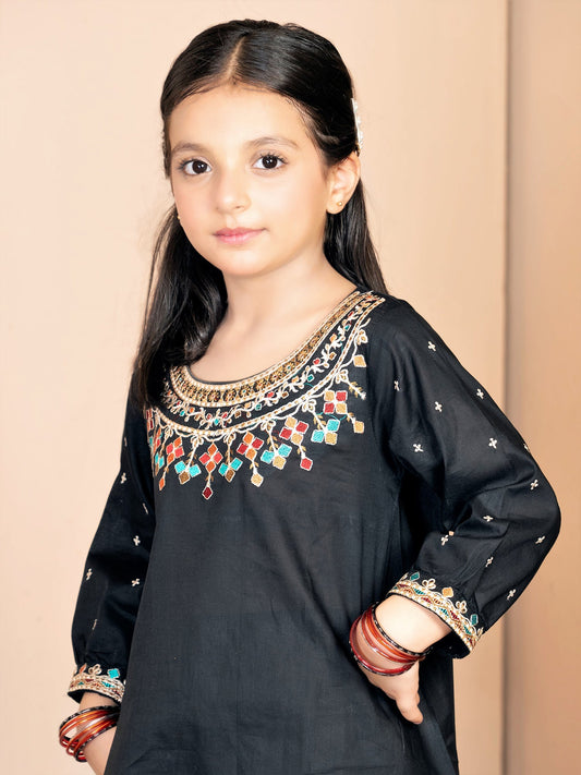 Velvour Girls Cotton Embroidered Stitched 2-Piece-Suit-VG63-B