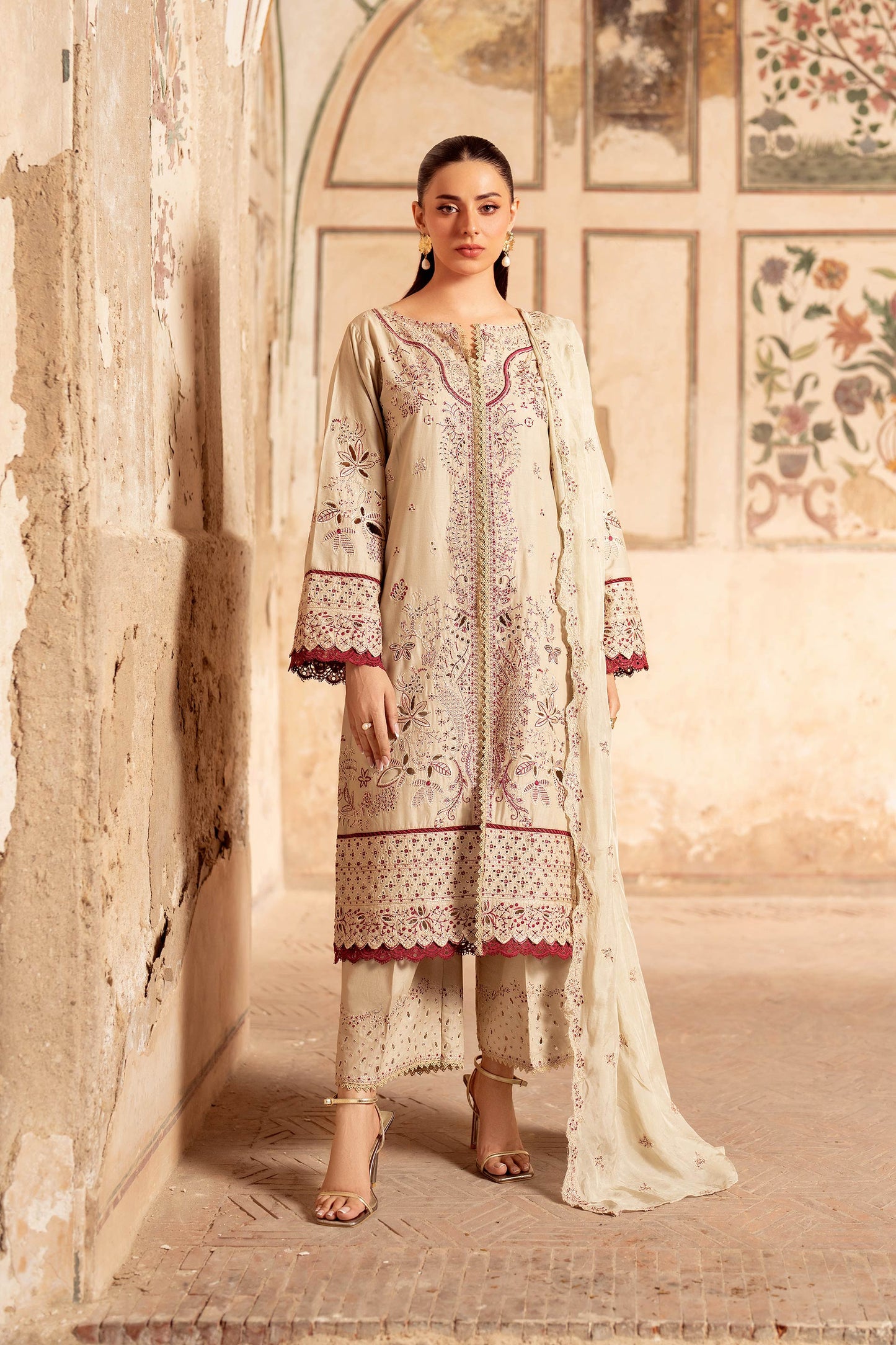 Panache Apparel Rang-e-Bahar Lawn Embroidered Stitched Suit-Ufaq