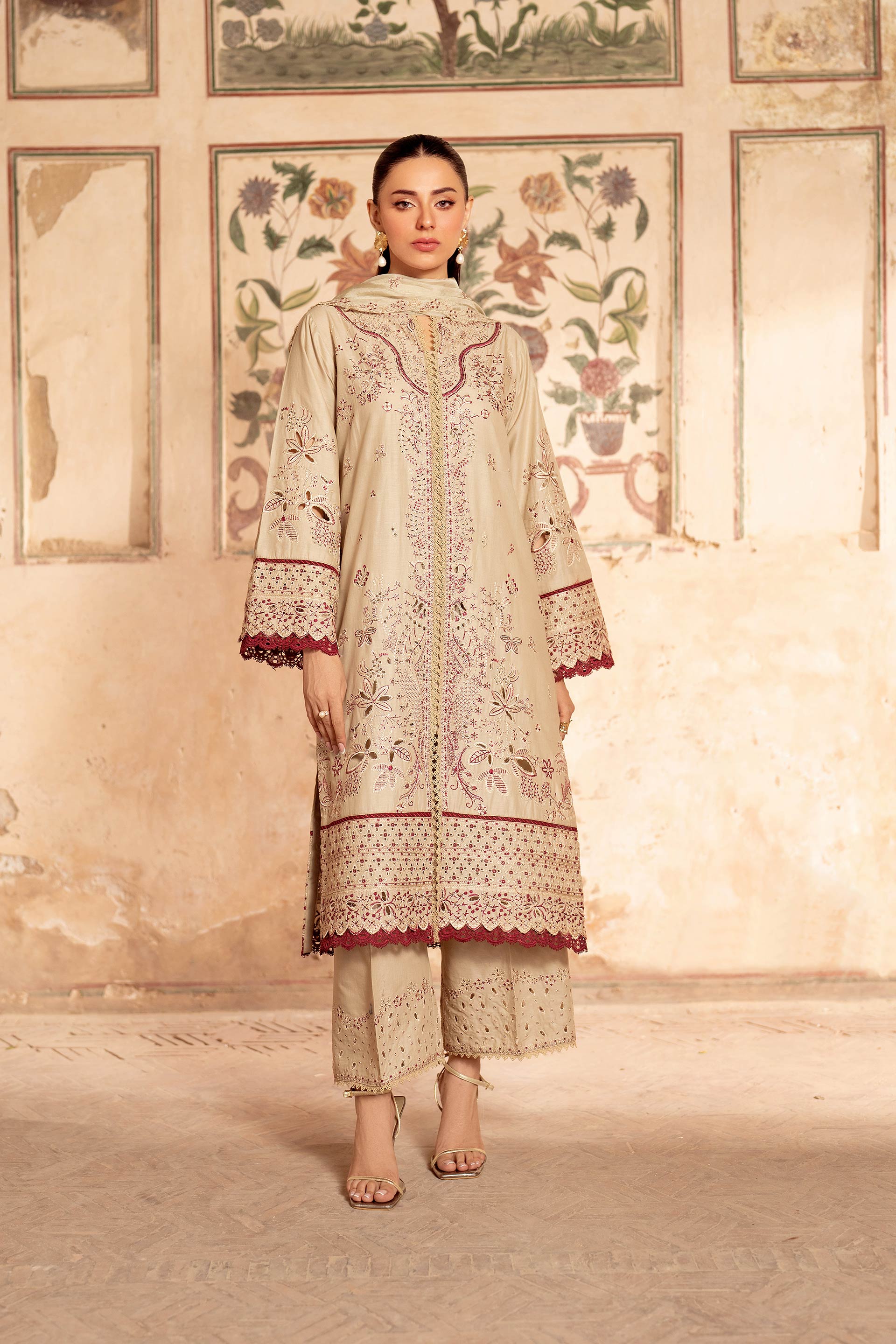 Panache Apparel Rang-e-Bahar Lawn Embroidered Stitched Suit-Ufaq