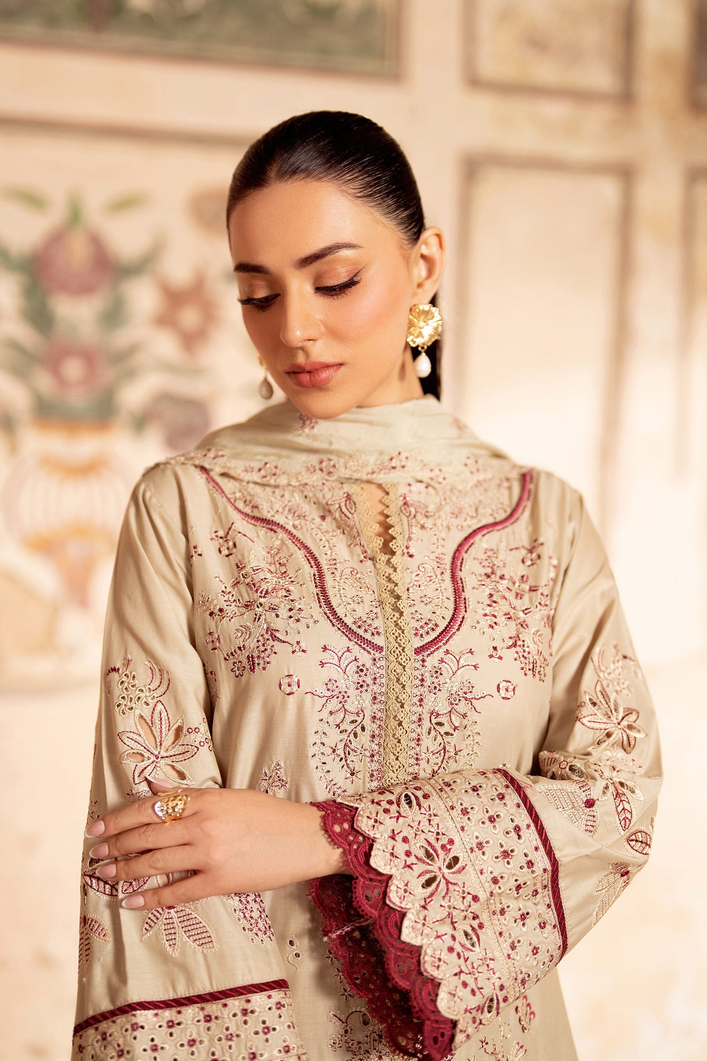 Panache Apparel Rang-e-Bahar Lawn Embroidered Stitched Suit-Ufaq