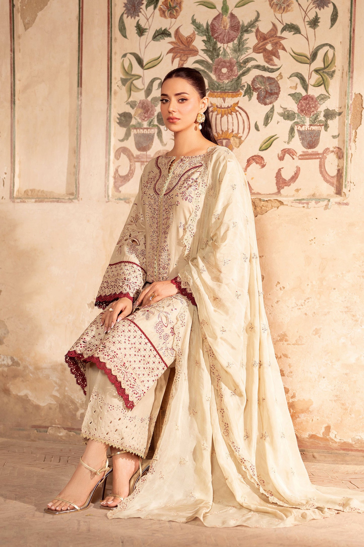 Panache Apparel Rang-e-Bahar Lawn Embroidered Stitched Suit-Ufaq