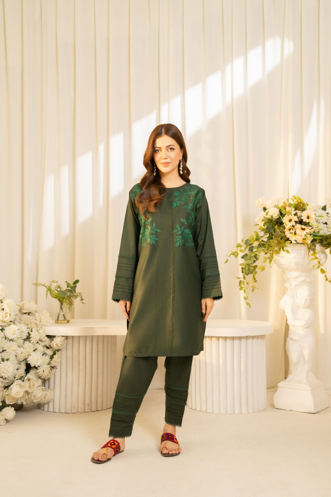 Panache Apparel Sunlit Essentials Cotton Lawn Embroidered Co-Ord Set-Mellow